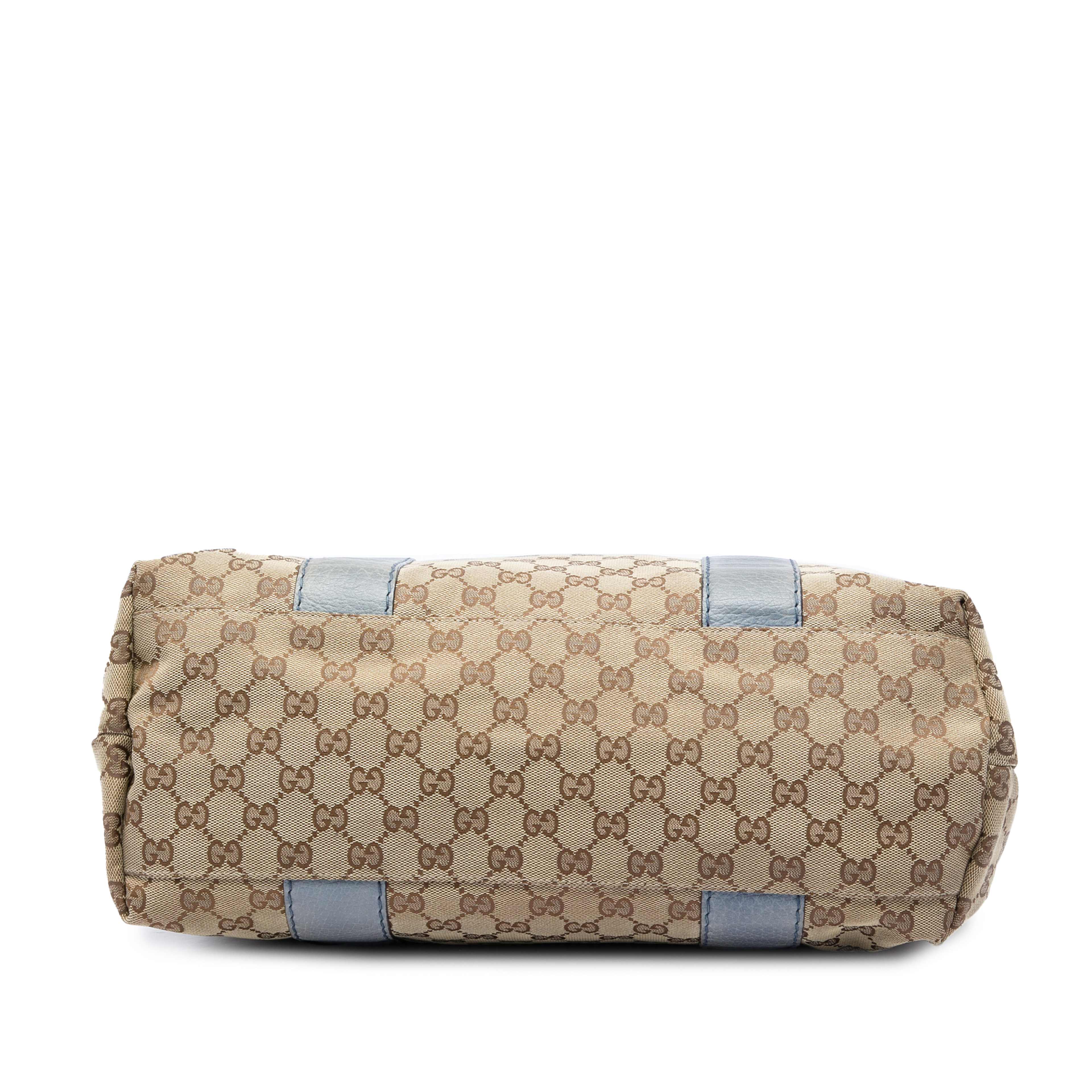 Gucci Medium Gg Canvas Bamboo Libeccio Tote, från Luxclusif, i färgen blå. Klicka för att öppna bilden i stort format