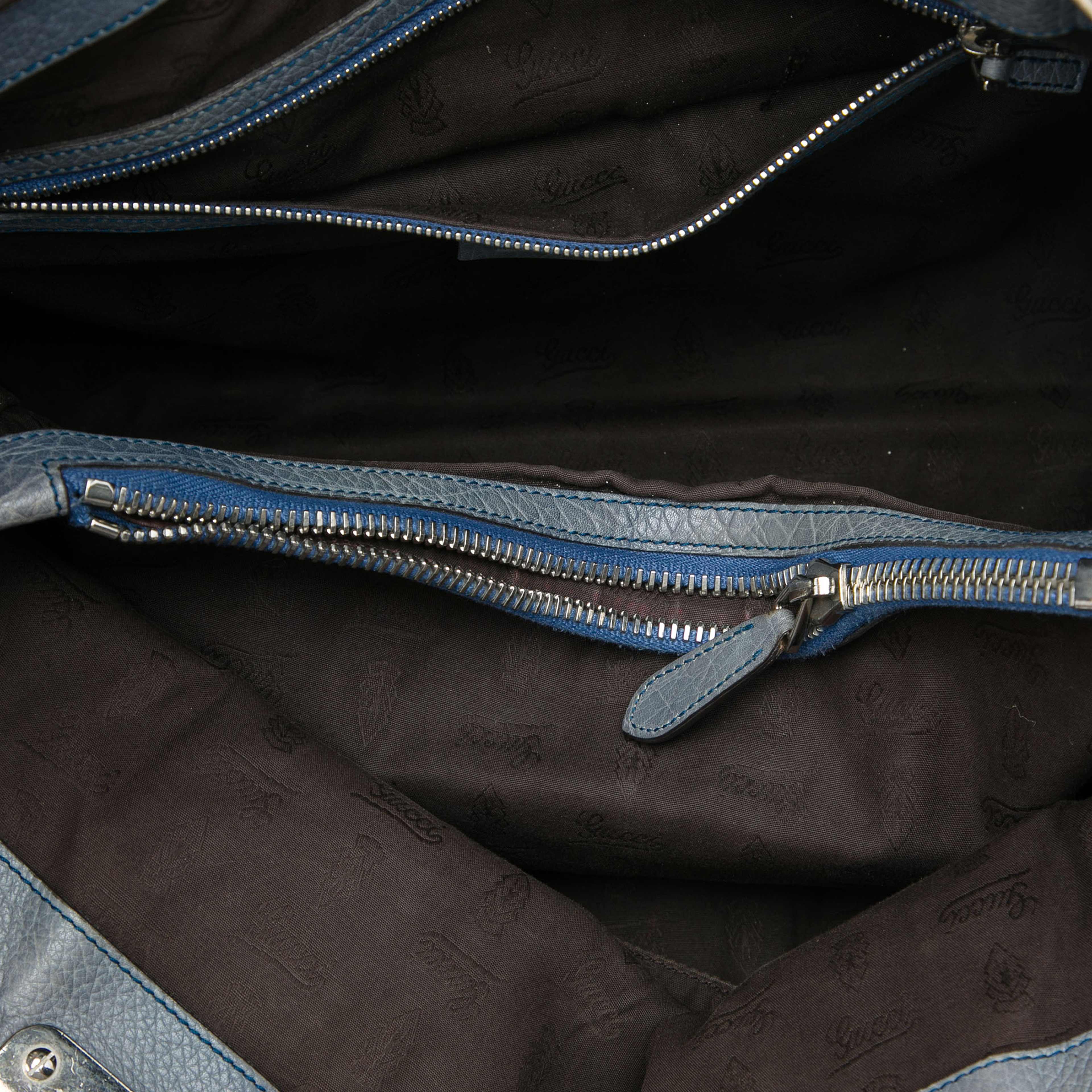 Gucci Medium Gg Canvas Bamboo Libeccio Tote, från Luxclusif, i färgen blå. Klicka för att öppna bilden i stort format