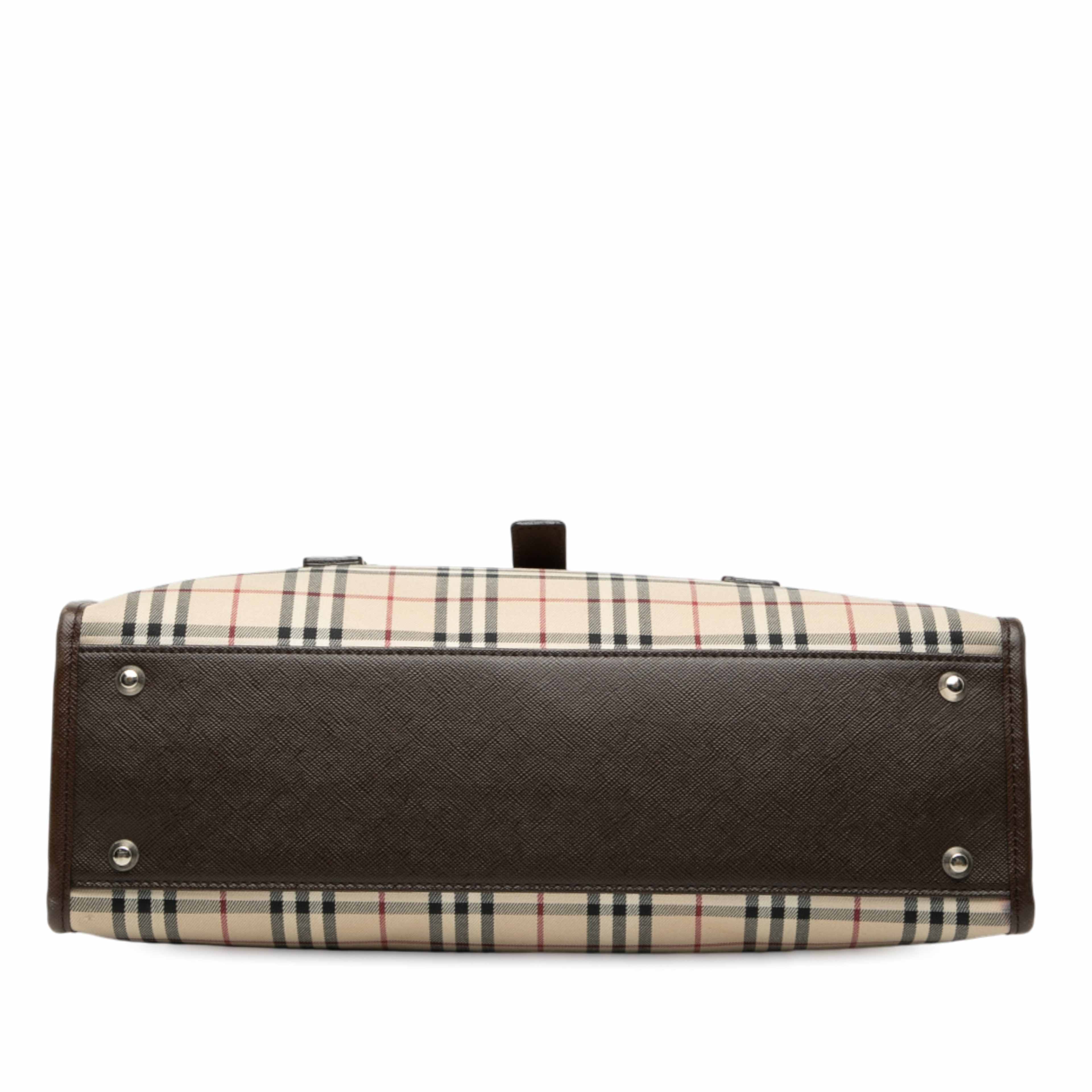 Burberry House Check Canvas Handbag, från Luxclusif, i färgen beige. Klicka för att öppna bilden i stort format