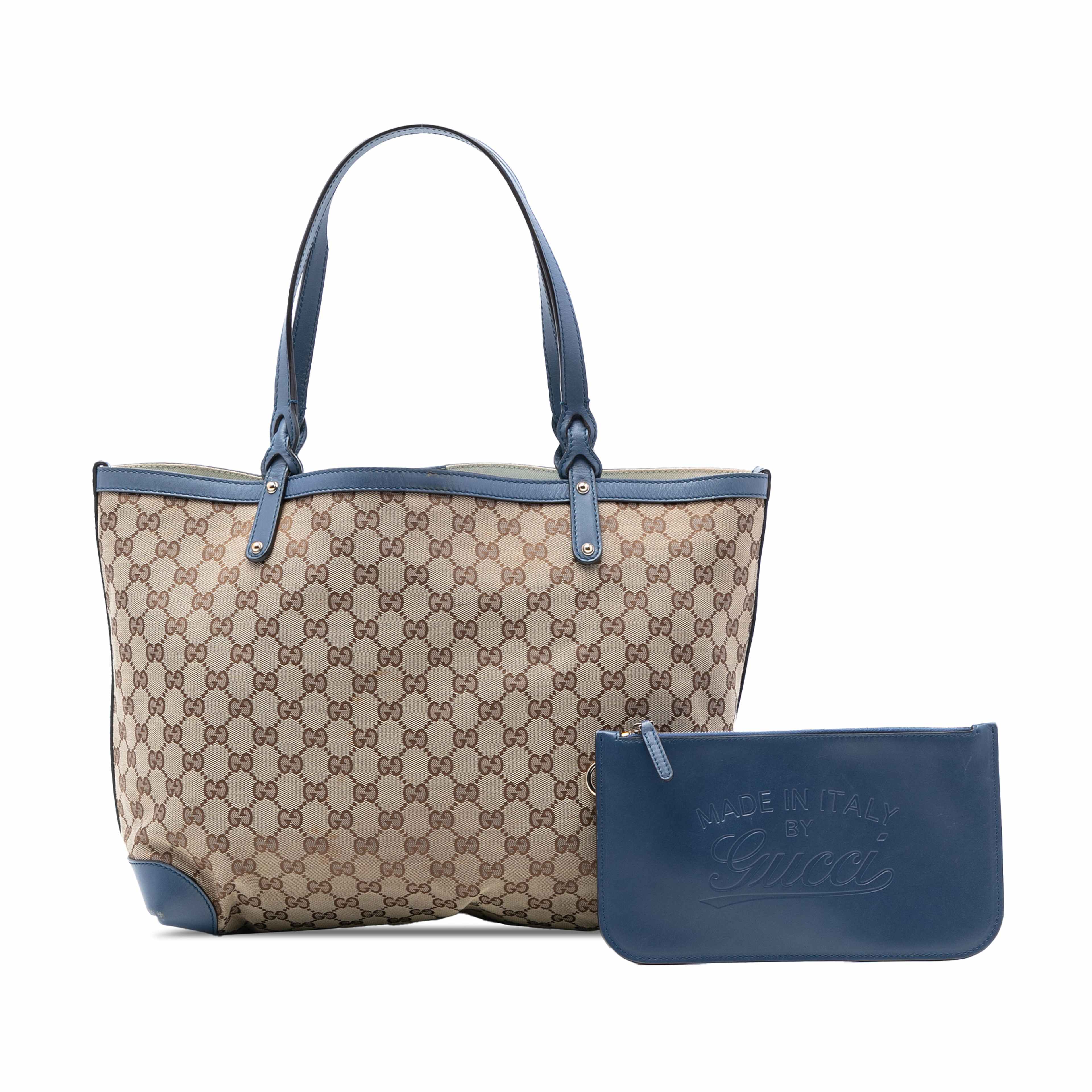 Gucci Medium Gg Canvas Craft Tote, från Luxclusif, i färgen blå. Klicka för att öppna bilden i stort format