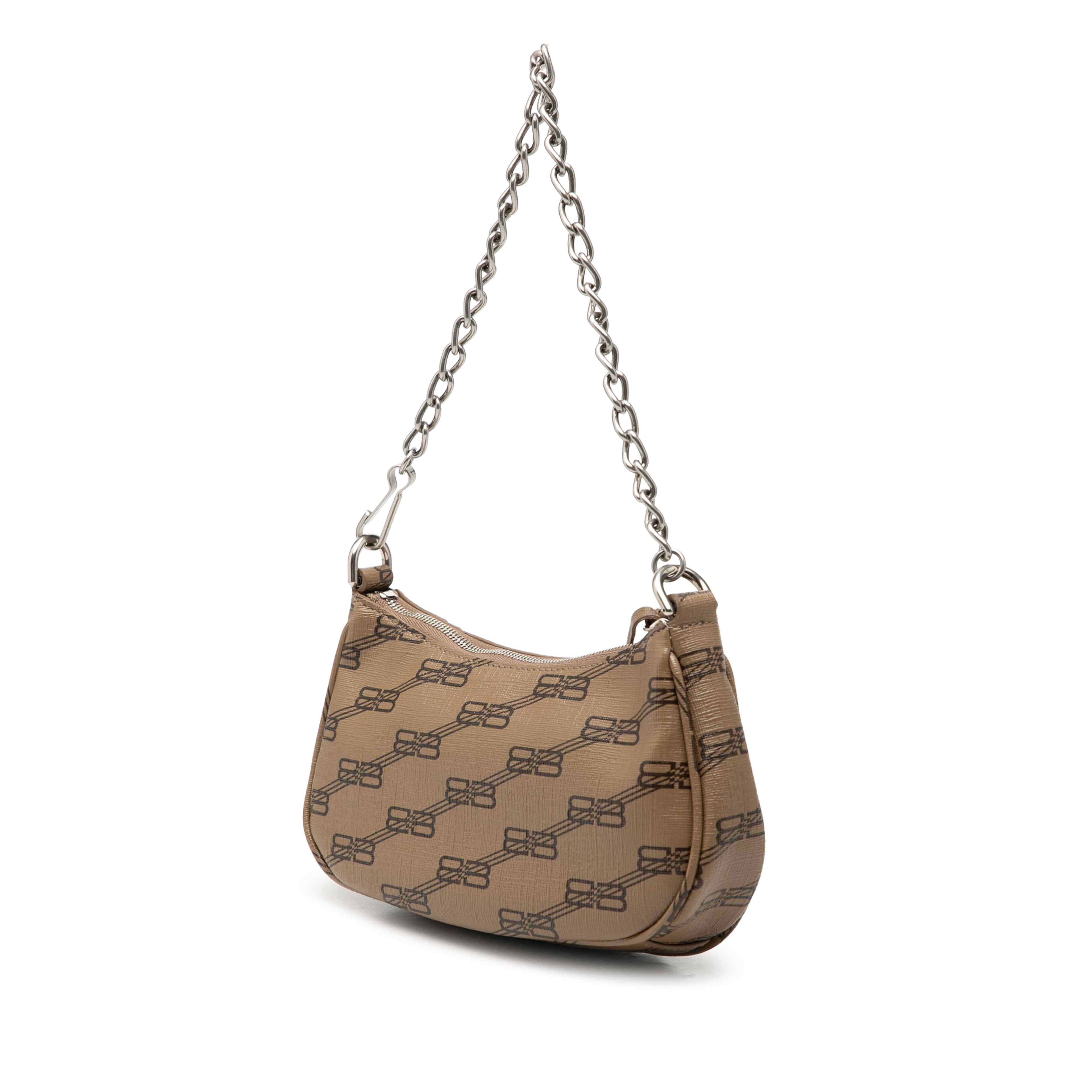 Balenciaga Mini Bb Monogram Coated Canvas Le Cagole Satchel, från Luxclusif, i färgen brown. Klicka för att öppna bilden i stort format
