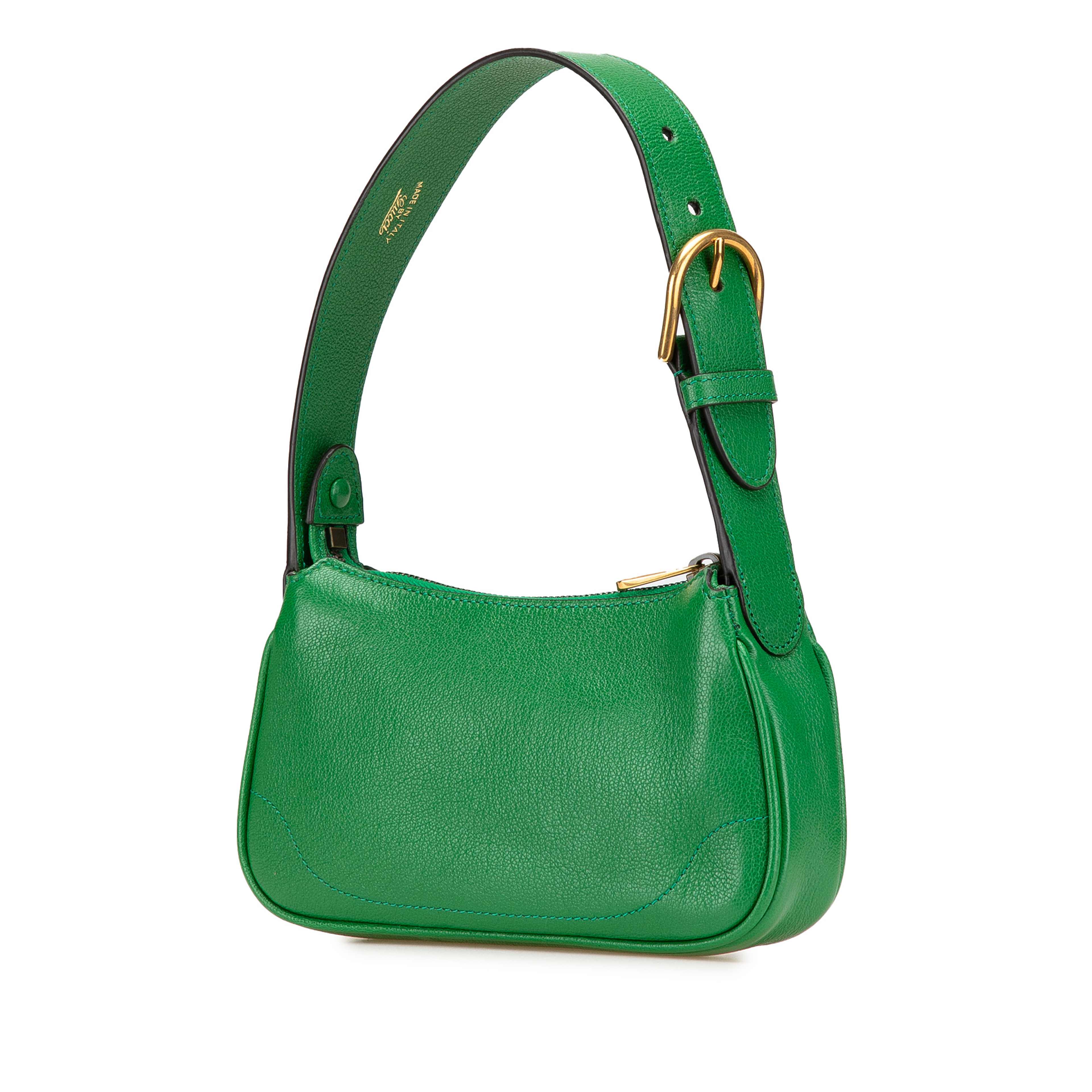 Gucci Mini Leather Aphrodite Shoulder Bag, från Luxclusif, i färgen grön. Klicka för att öppna bilden i stort format