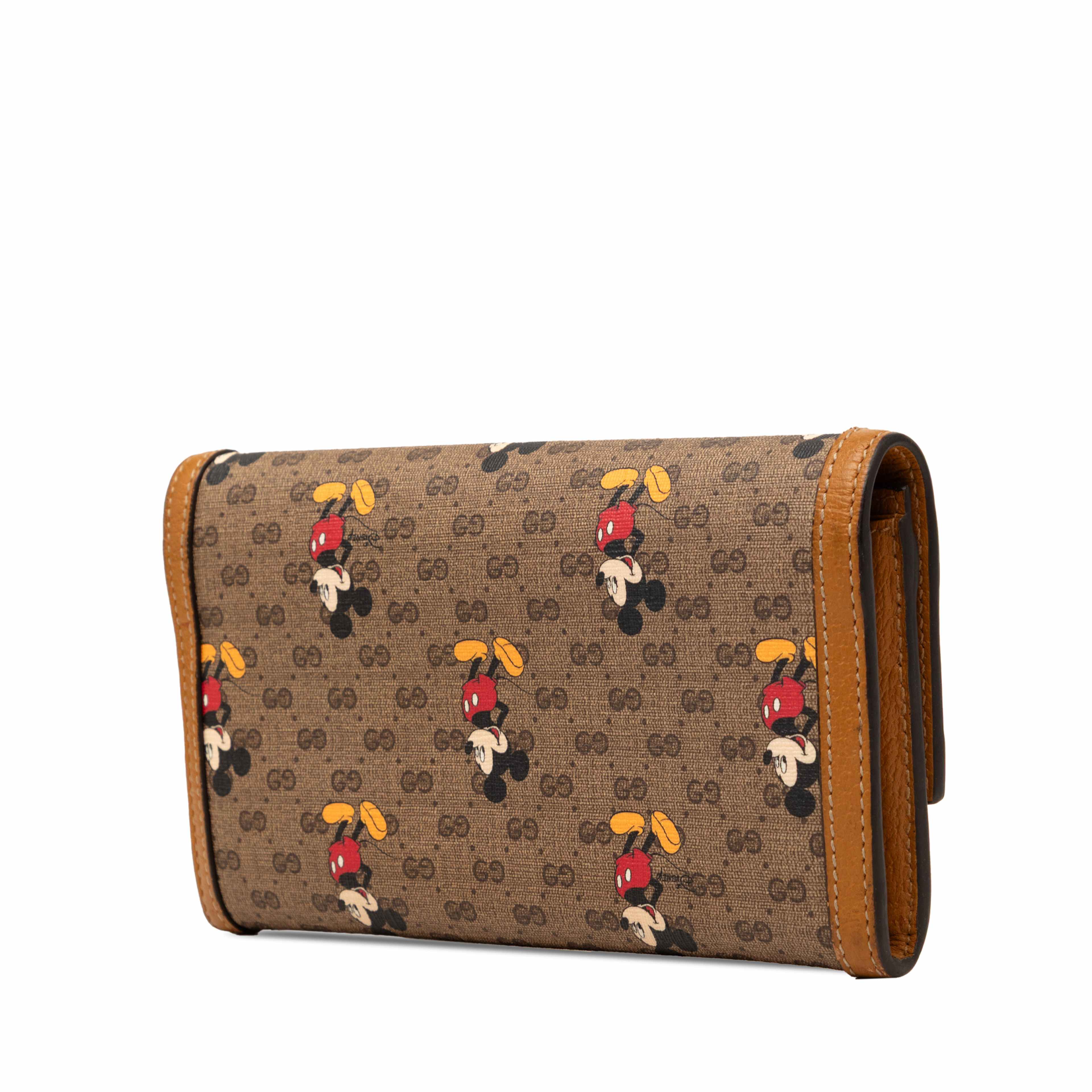 Gucci Disney Micro Gg Supreme Mickey Mouse Continental Wallet, från Luxclusif, i färgen brun. Klicka för att öppna bilden i stort format