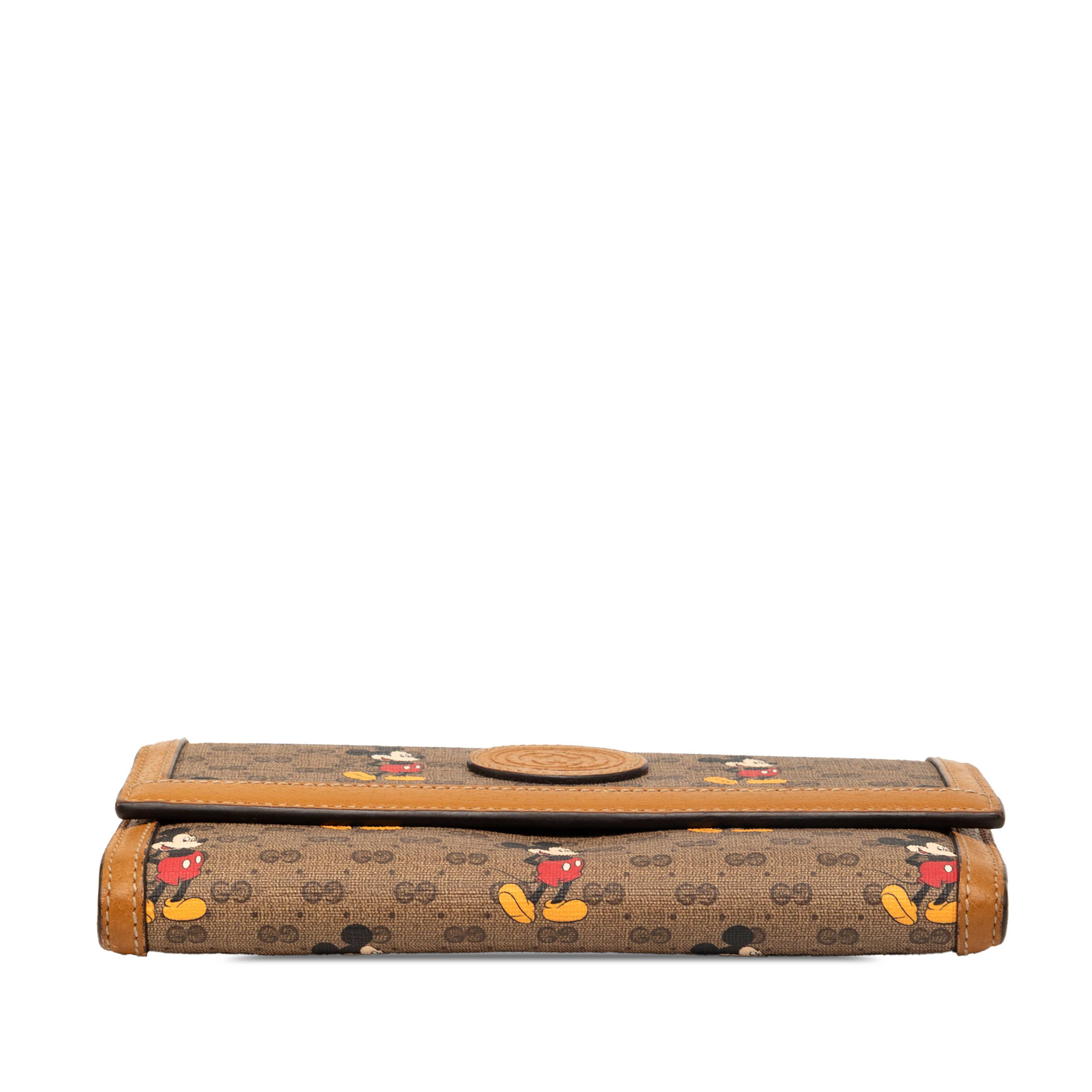 Gucci Disney Micro Gg Supreme Mickey Mouse Continental Wallet, från Luxclusif, i färgen light brown. Klicka för att öppna bilden i stort format