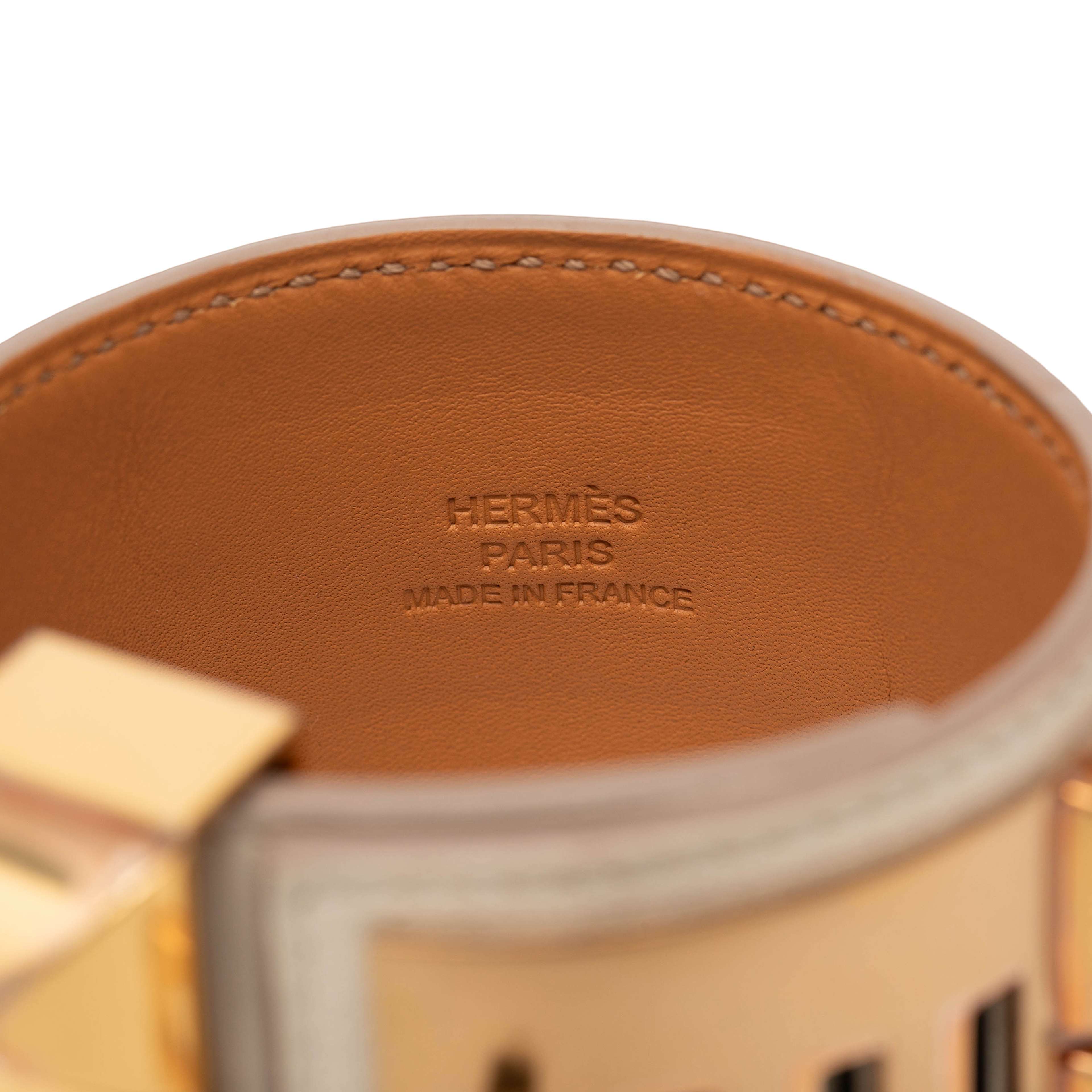 Hermès Swift And Gold Plated Collier De Chien Bracelet, från Luxclusif, i färgen beige. Klicka för att öppna bilden i stort format