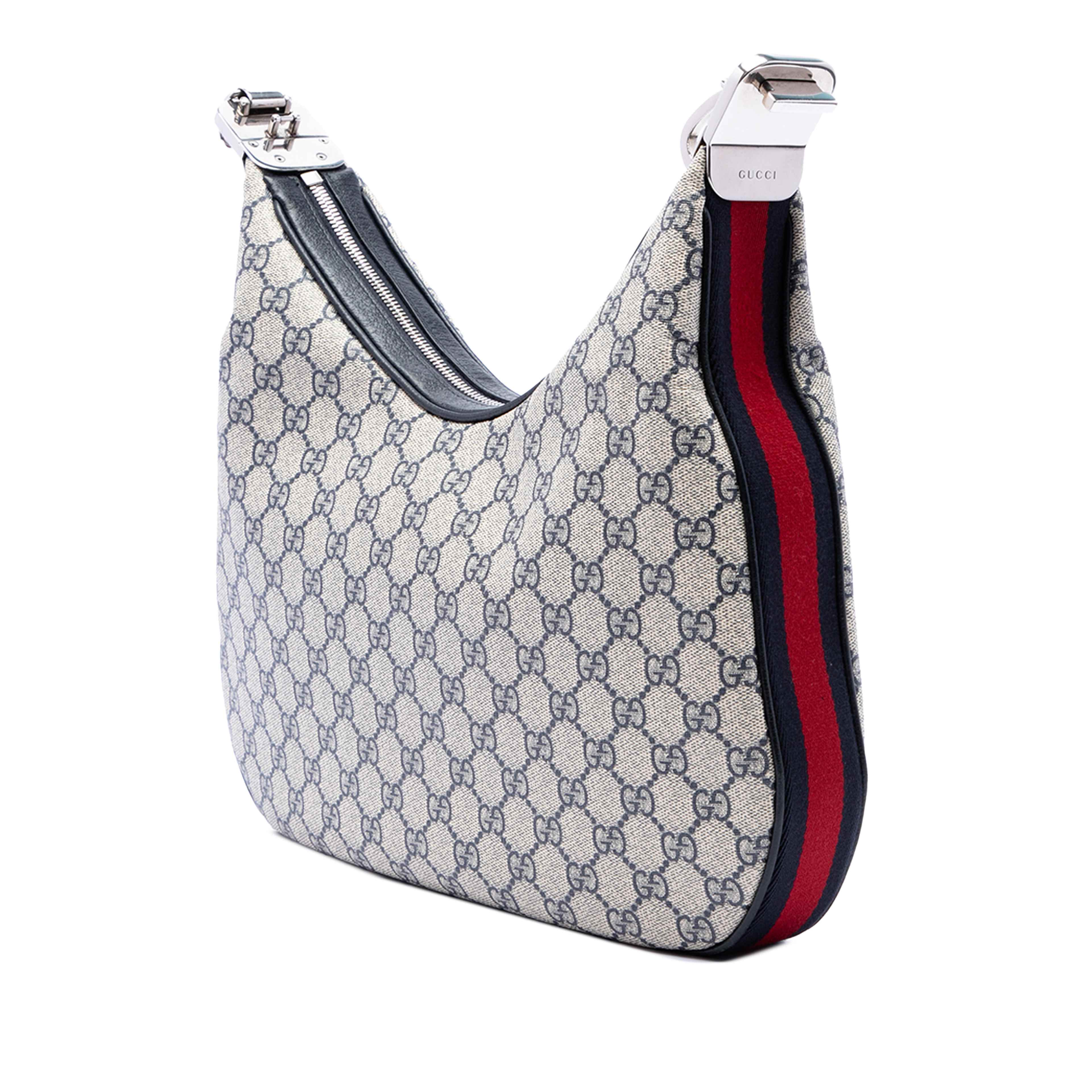 Gucci Large Gg Supreme Web Attache Crossbody, från Luxclusif, i färgen beige. Klicka för att öppna bilden i stort format