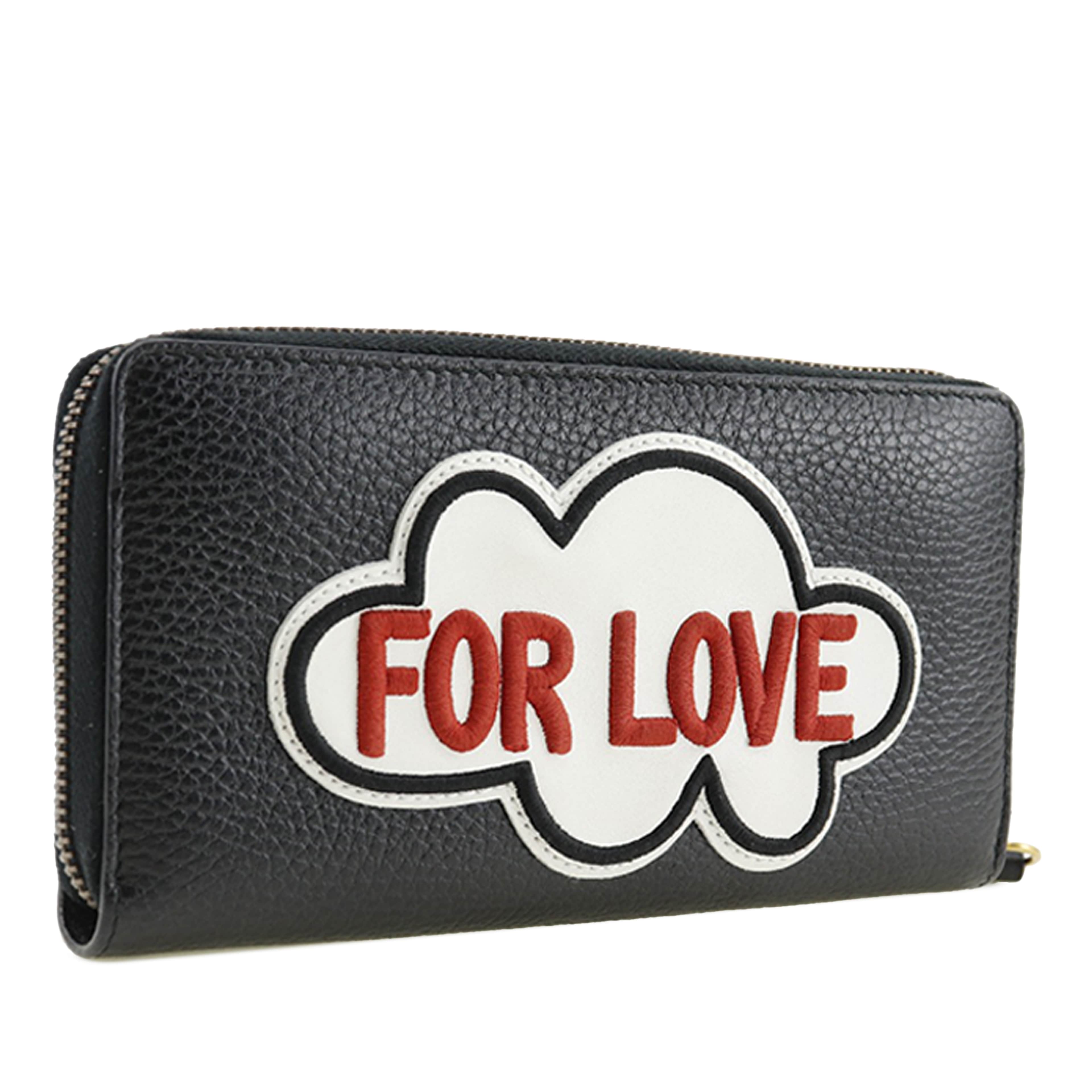 Gucci Gg Marmont Pebbled Calfskin Embroidered Blind For Love Zip Around Wallet, från Luxclusif, i färgen black. Klicka för att öppna bilden i stort format