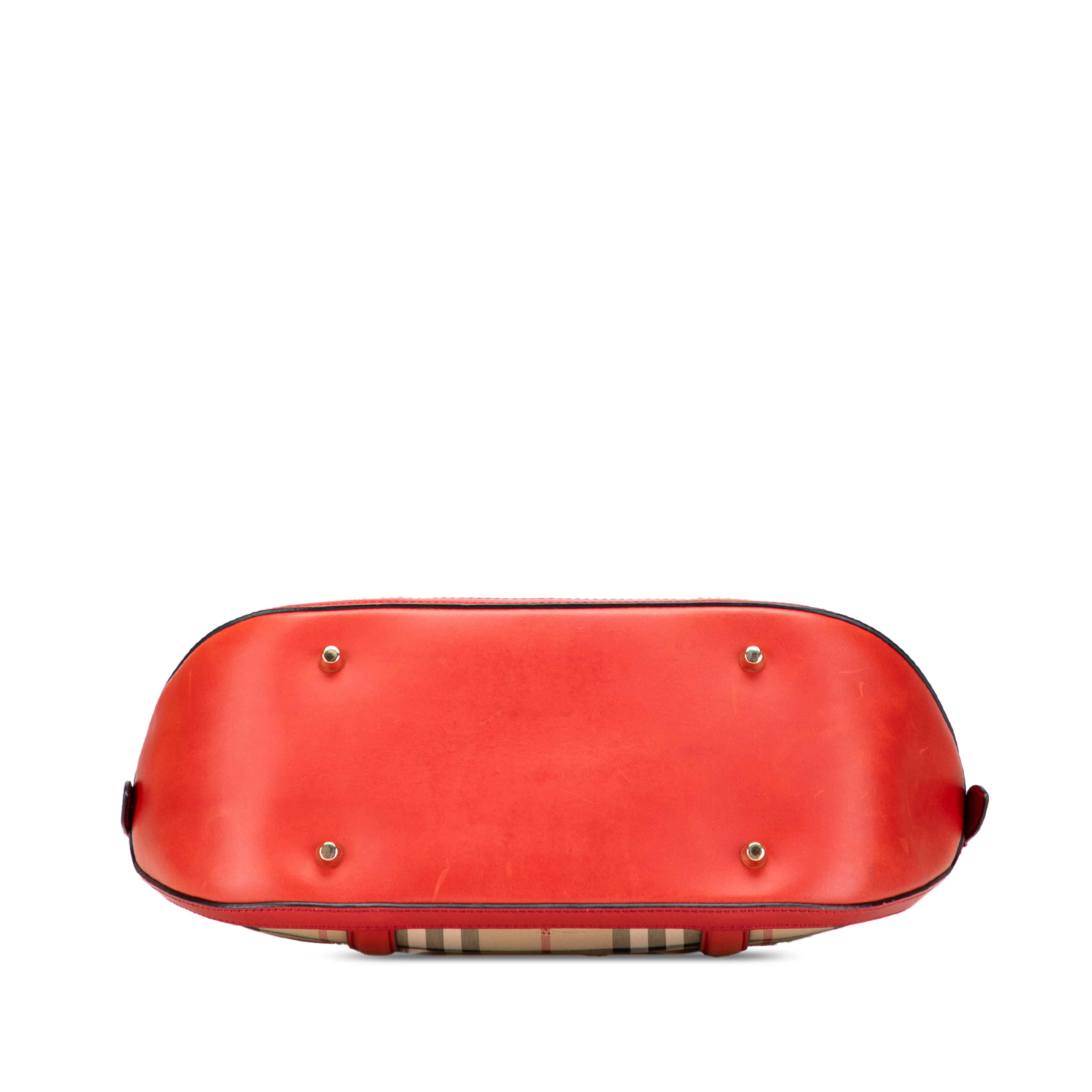 Burberry Small Haymarket Check Canvas Orchard Bowling Bag, från Luxclusif, i färgen beige. Klicka för att öppna bilden i stort format