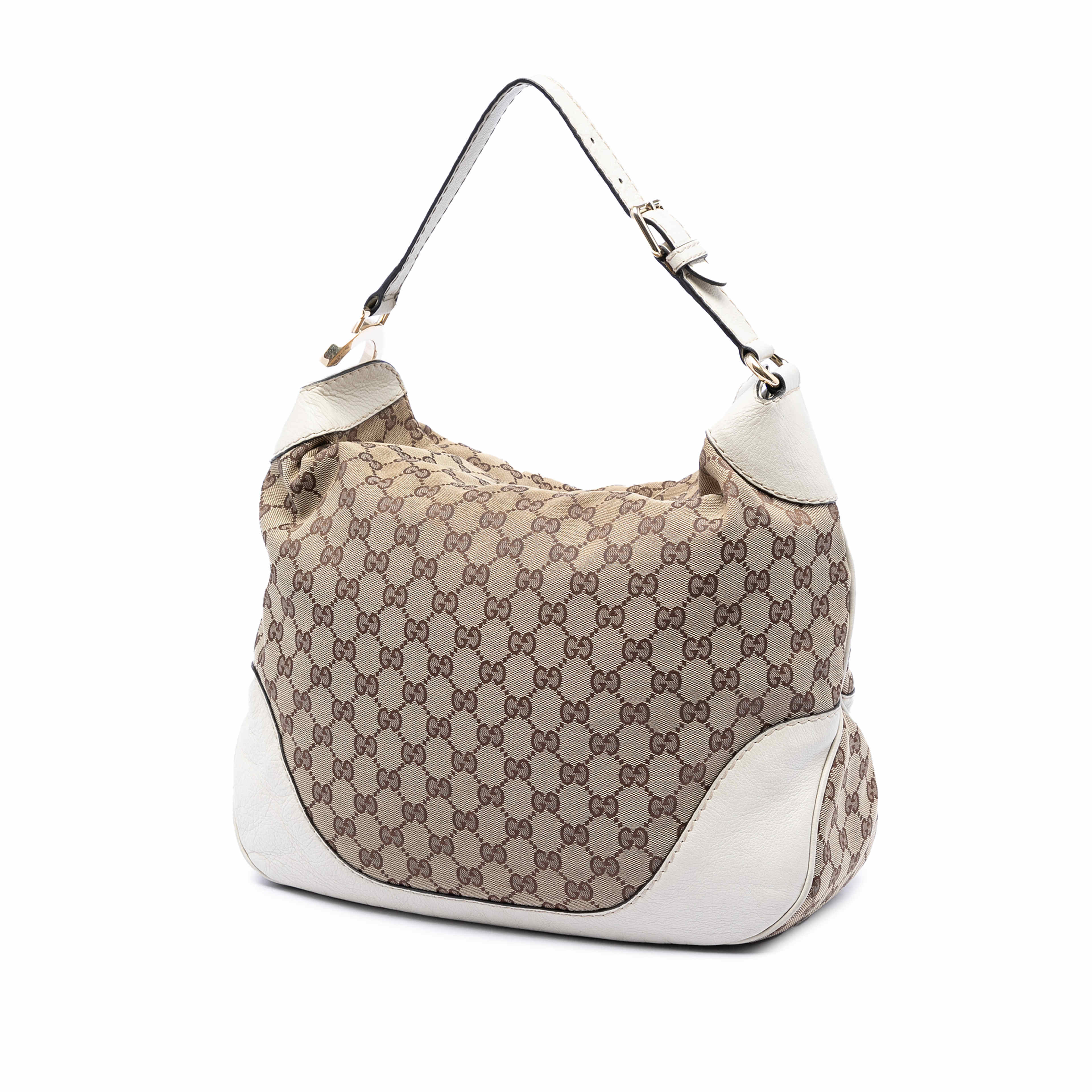 Gucci Gg Canvas Charlotte Hobo, från Luxclusif, i färgen vit. Klicka för att öppna bilden i stort format