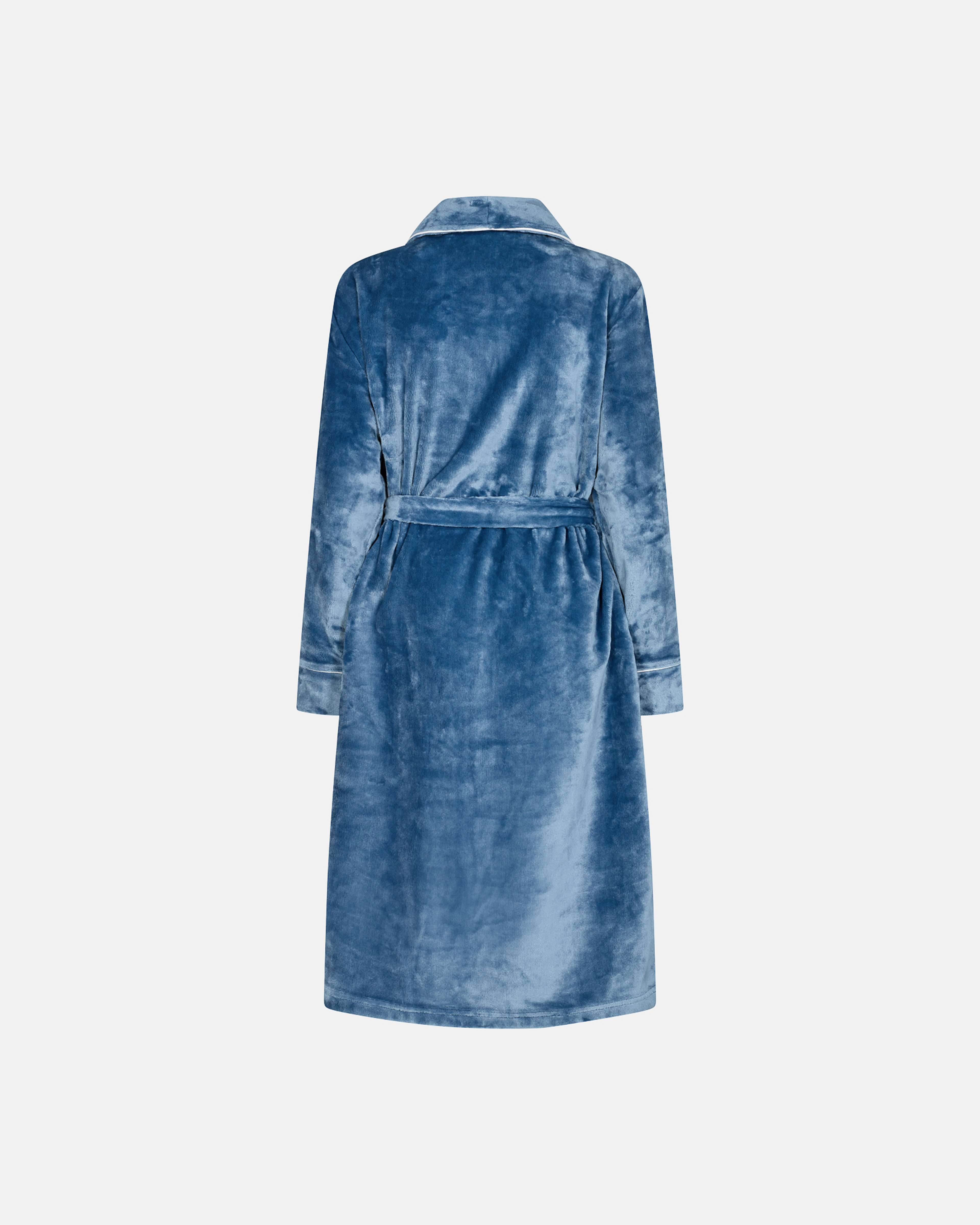 Lång Morgonrock | 100% Polyester | Blå