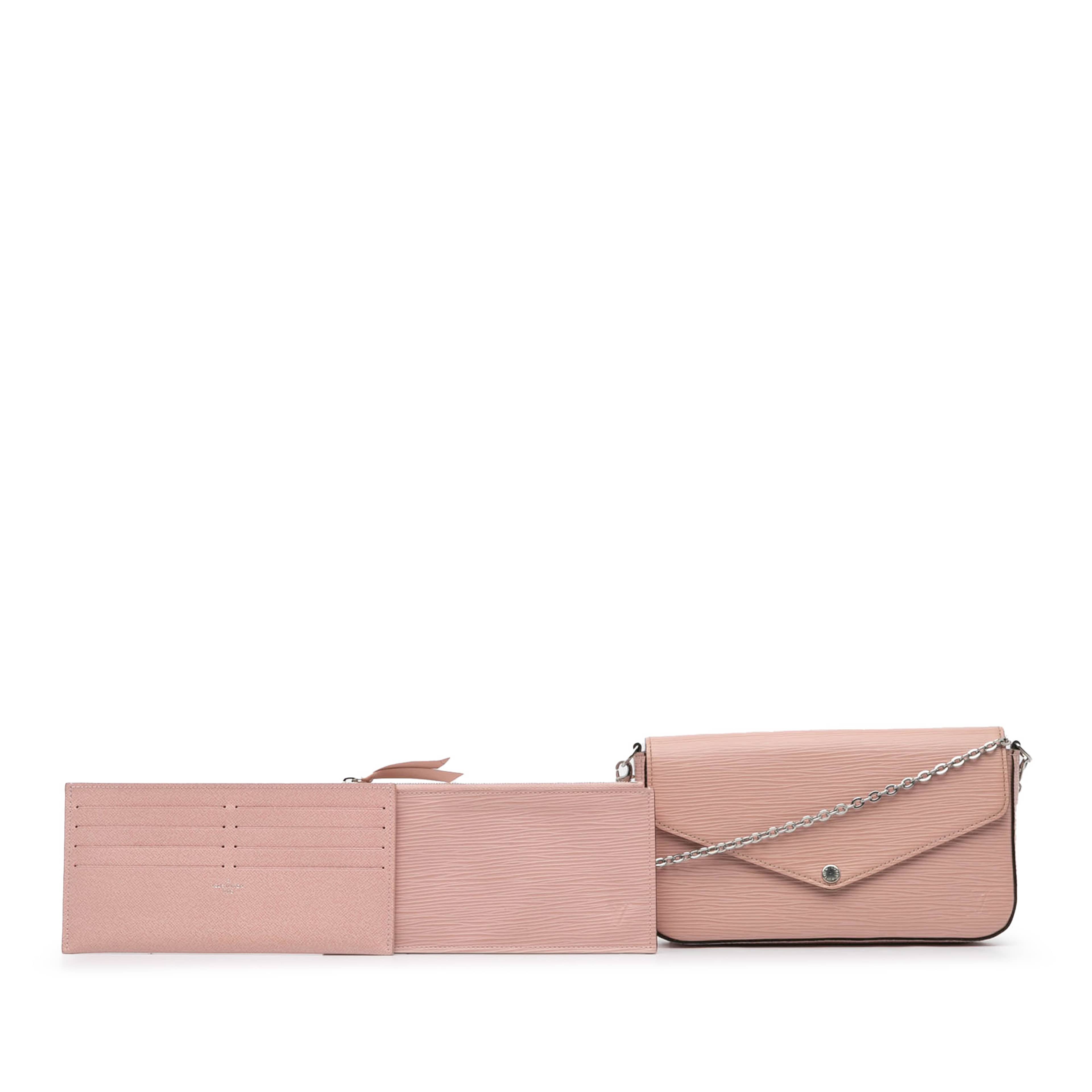 Louis Vuitton Epi Pochette Felicie, från Luxclusif, i färgen rosa. Klicka för att öppna bilden i stort format