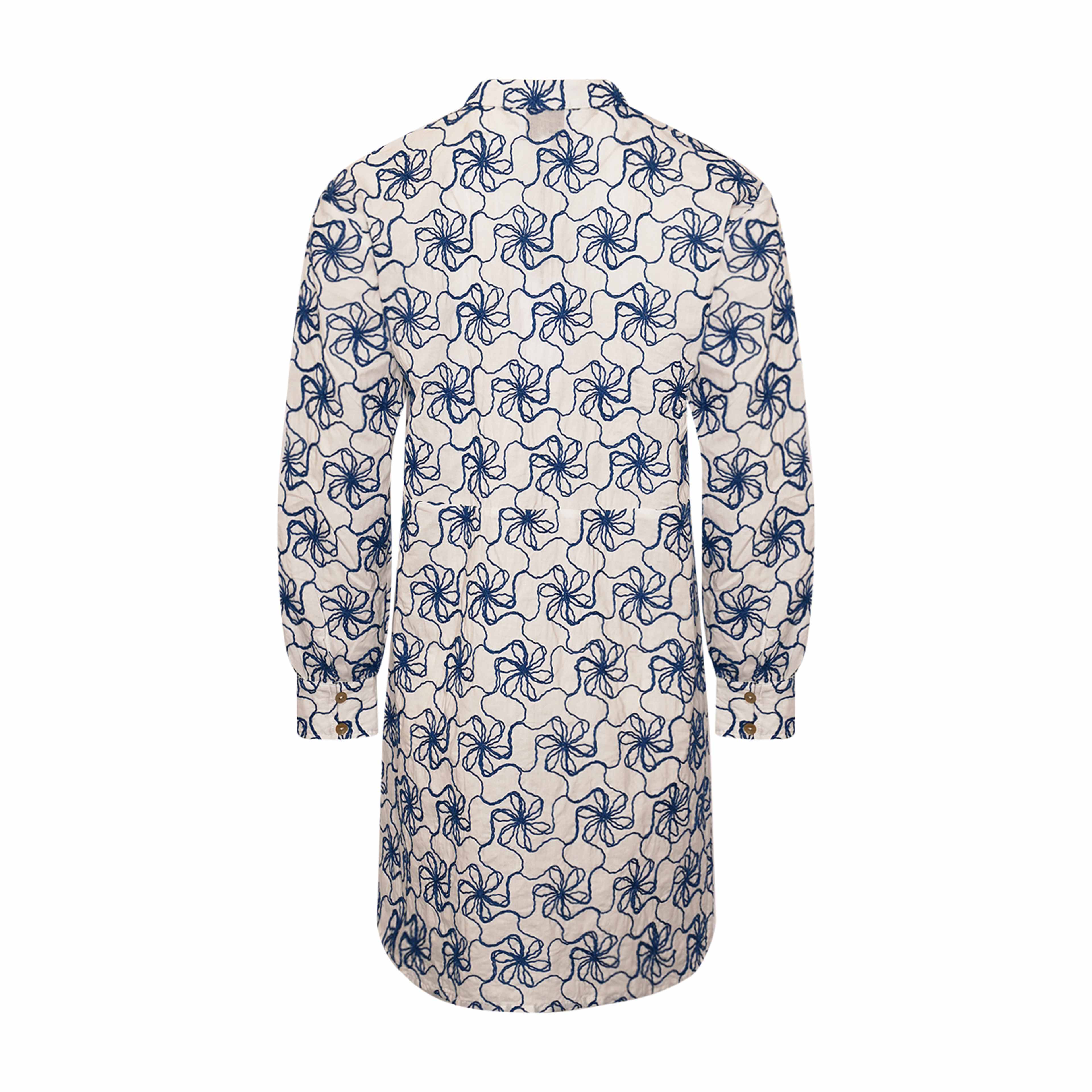 Karene Dress - White Blue Combo