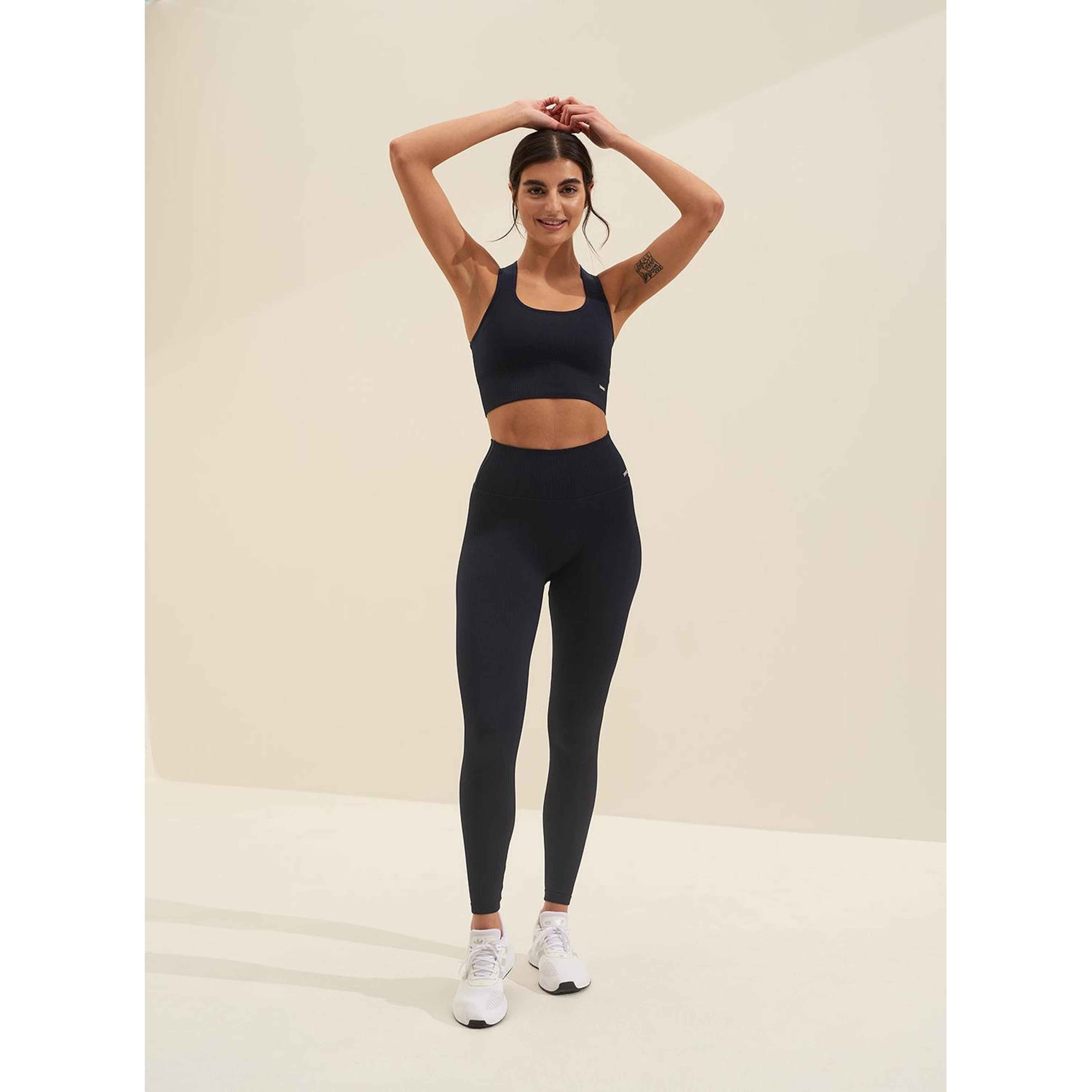 Navy High Support Ribbed Bra