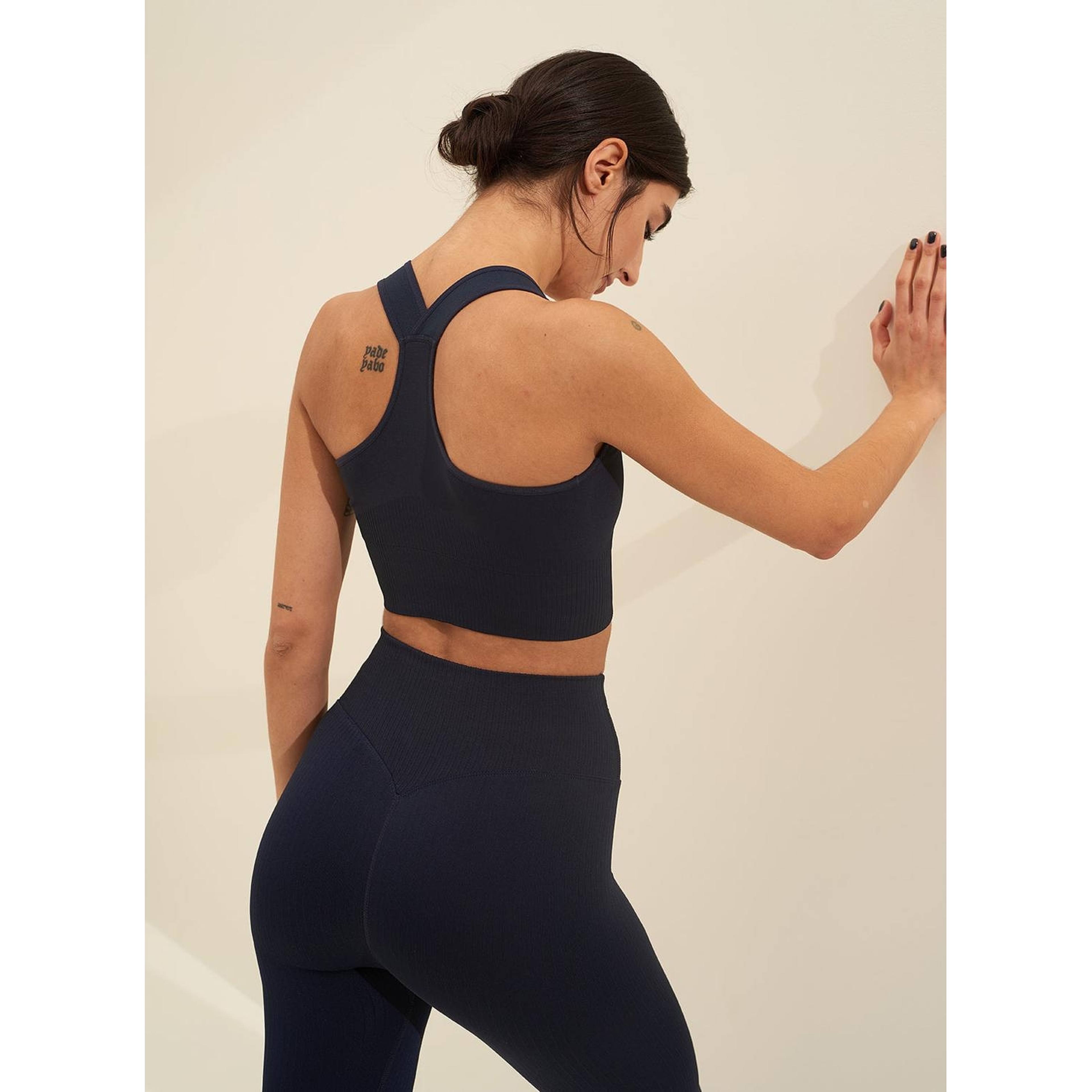 Navy High Support Ribbed Bra