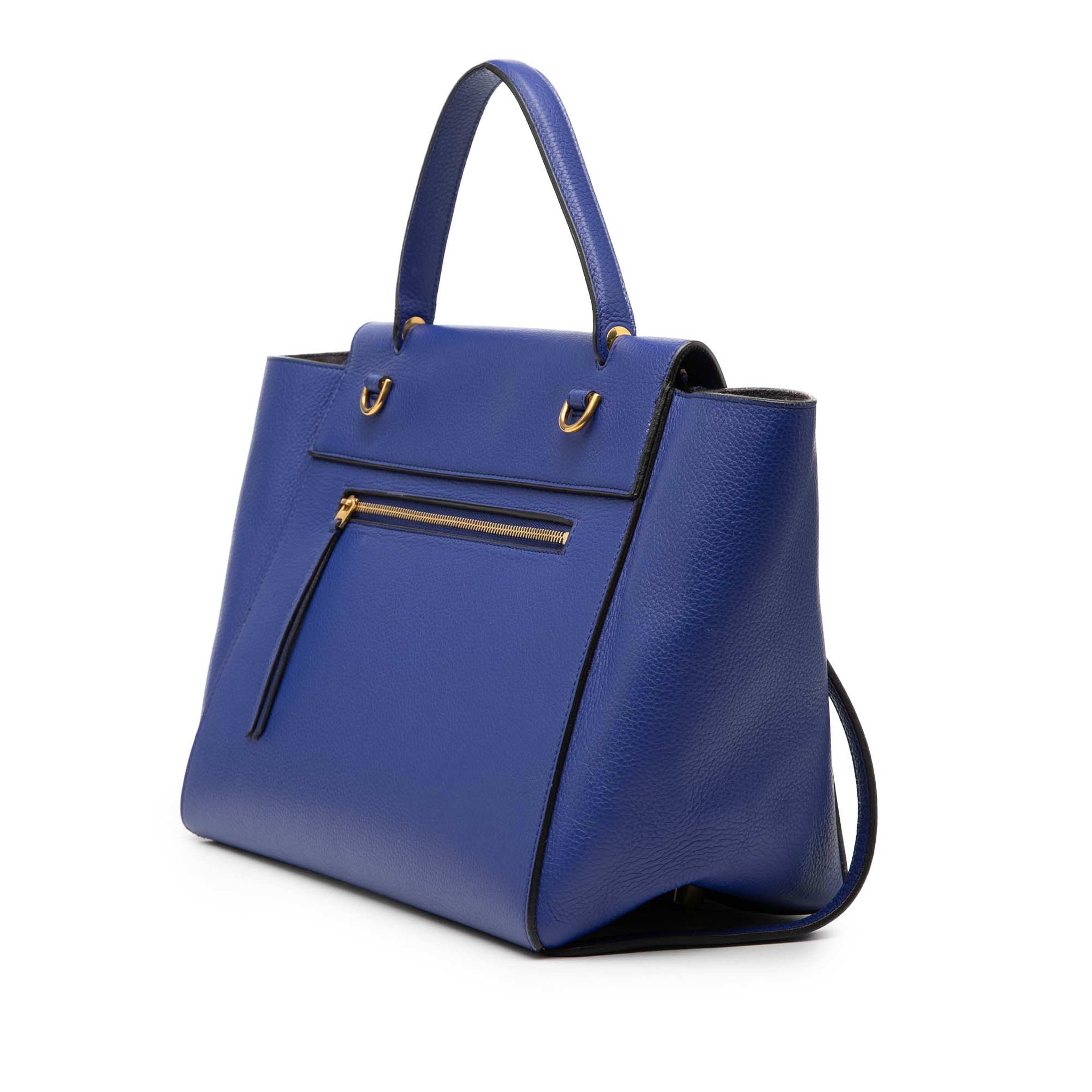 Celine Mini Leather Belt Bag Satchel, från Luxclusif, i färgen blue. Klicka för att öppna bilden i stort format