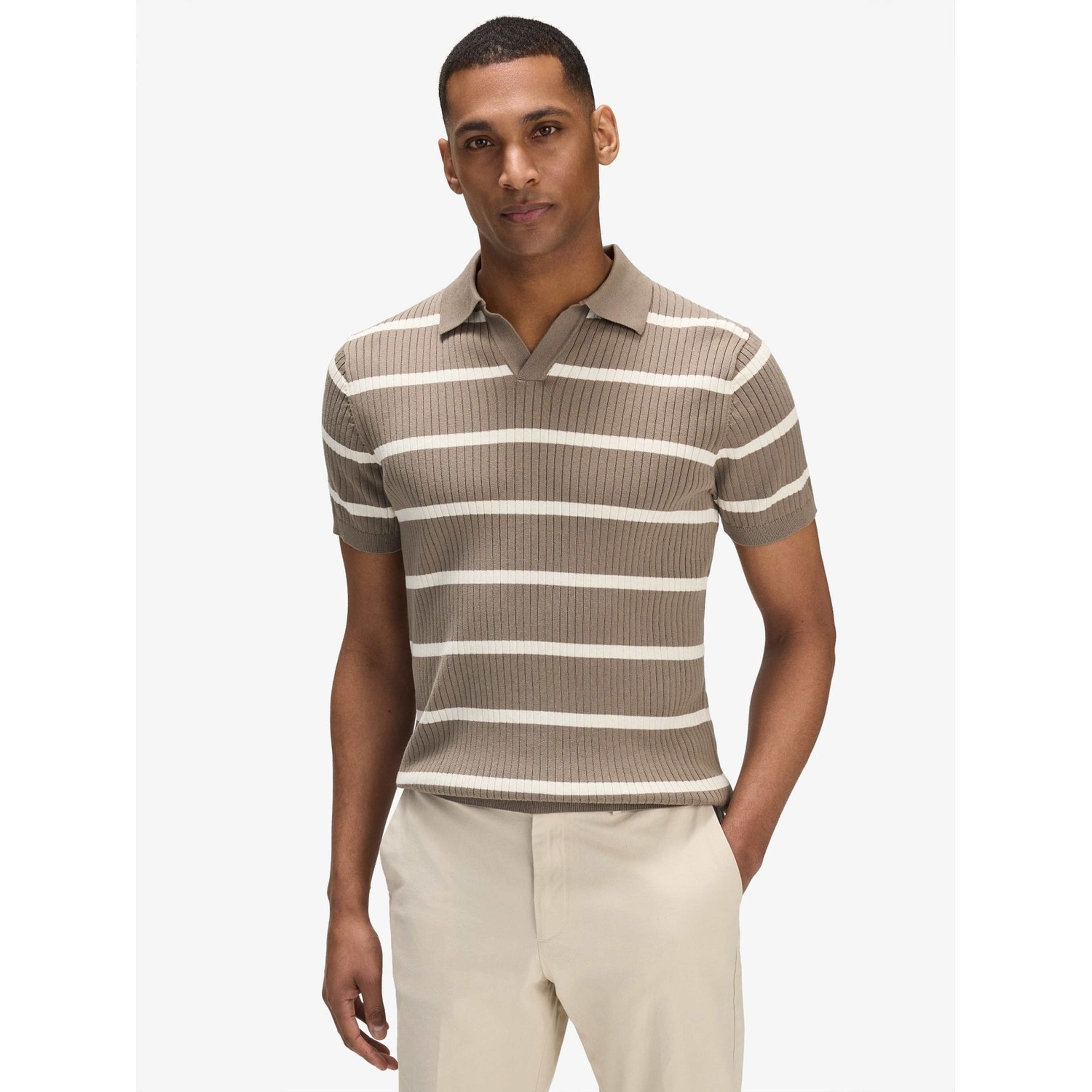 Cotton Rib Knitted Ss Polo Sweater (pedro)