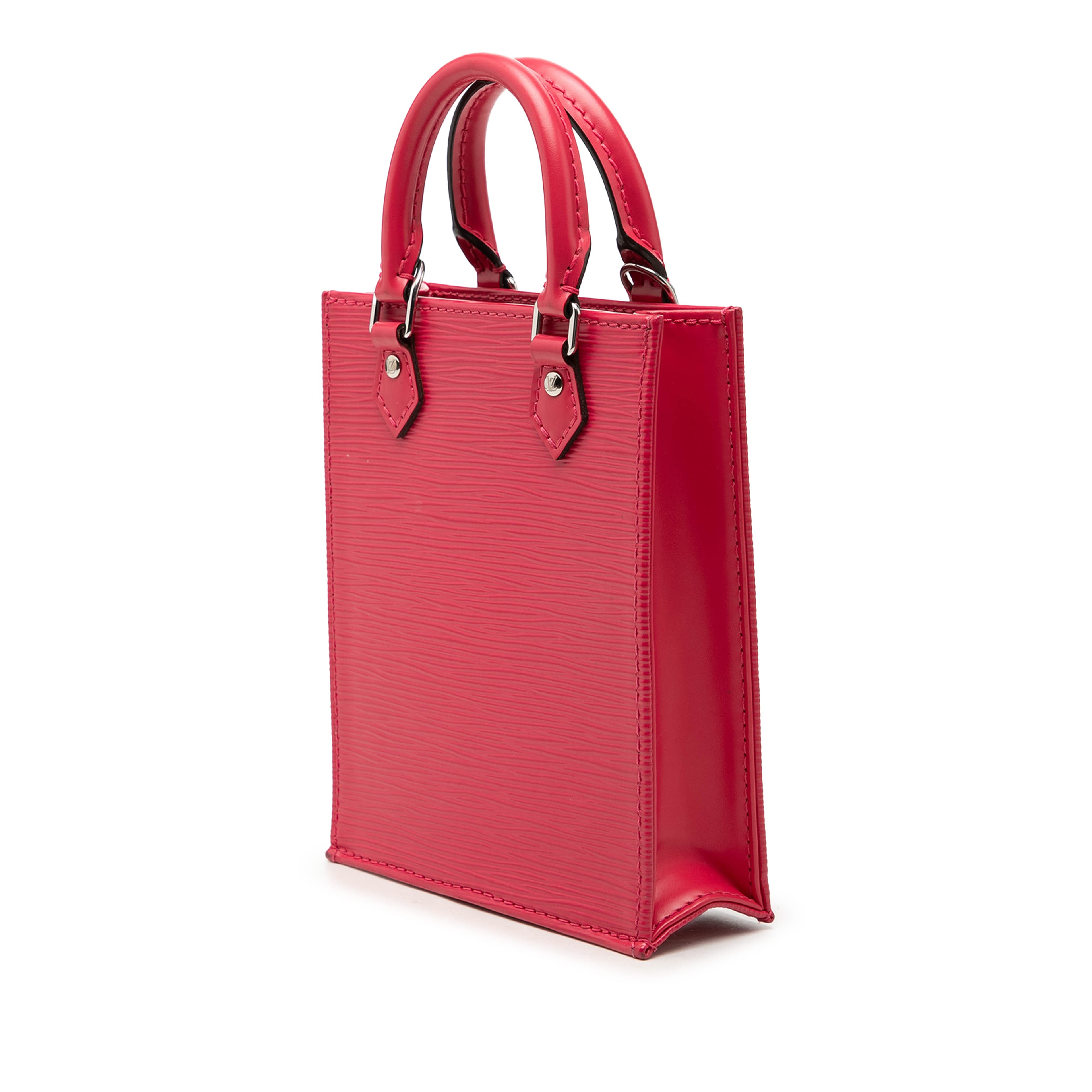Louis Vuitton Epi Petit Sac Plat, från Luxclusif, i färgen hot pink. Klicka för att öppna bilden i stort format