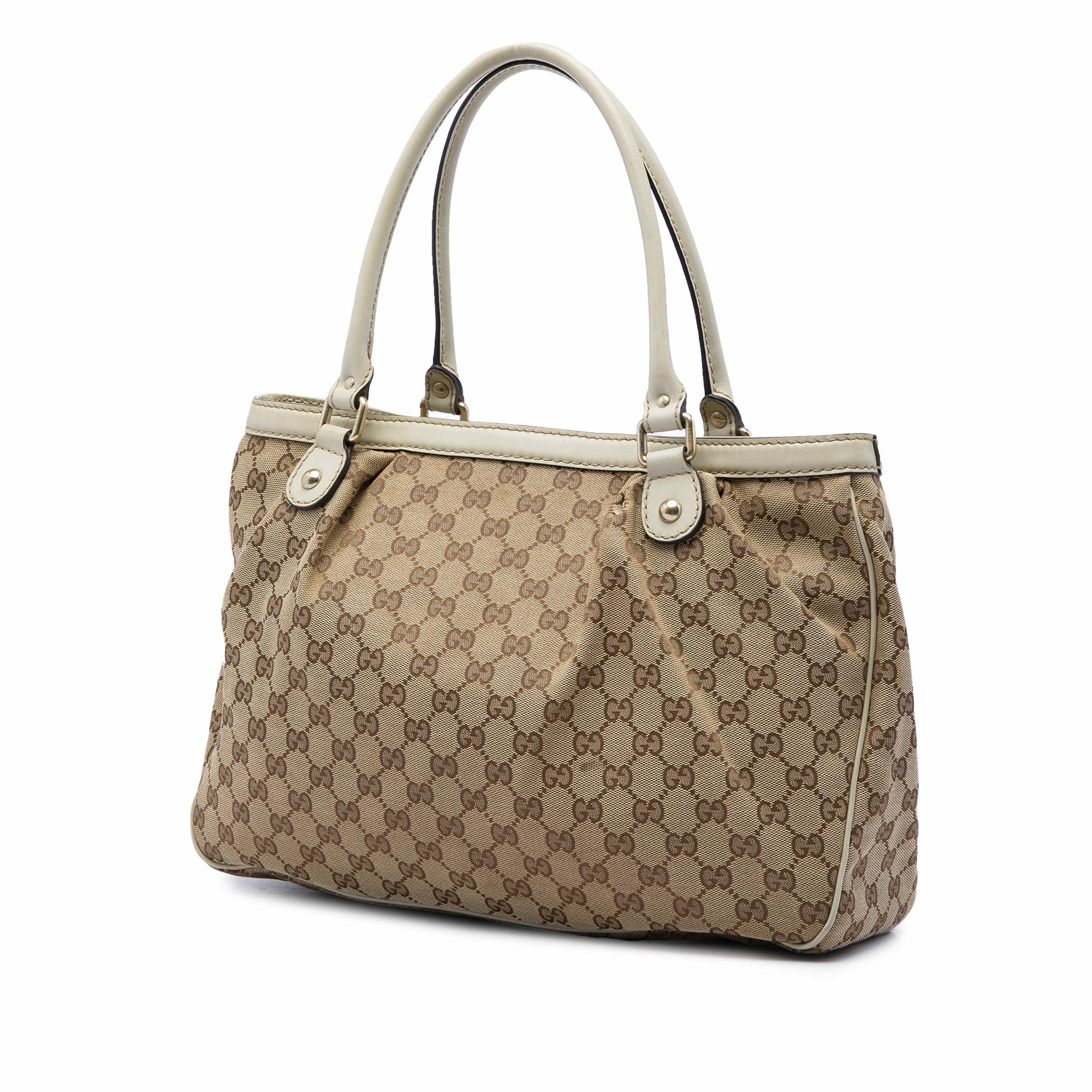 Gucci Gg Canvas Sukey Tote, från Luxclusif, i färgen beige. Klicka för att öppna bilden i stort format