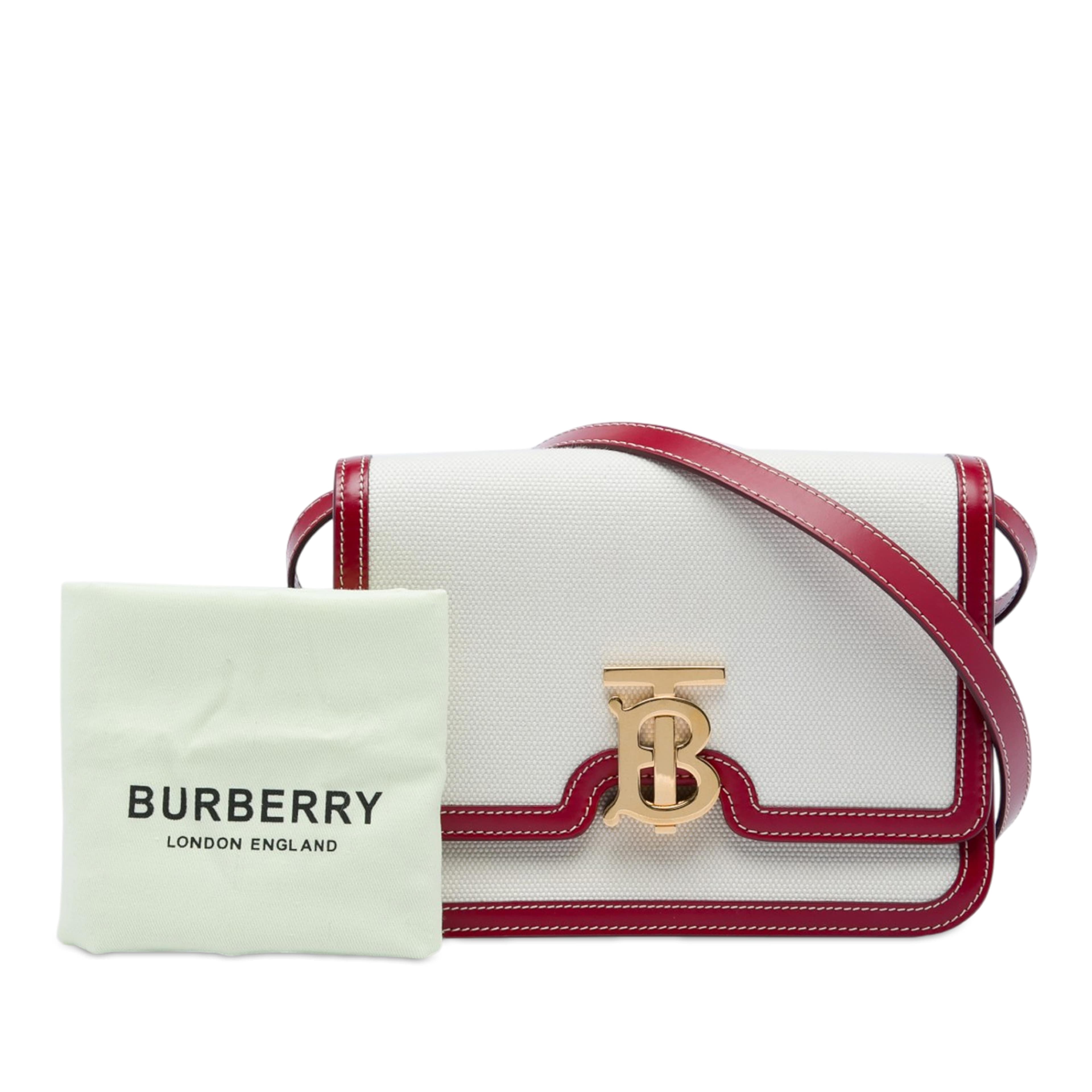 Burberry Small Canvas Tb Flap Crossbody, från Luxclusif, i färgen röd. Klicka för att öppna bilden i stort format