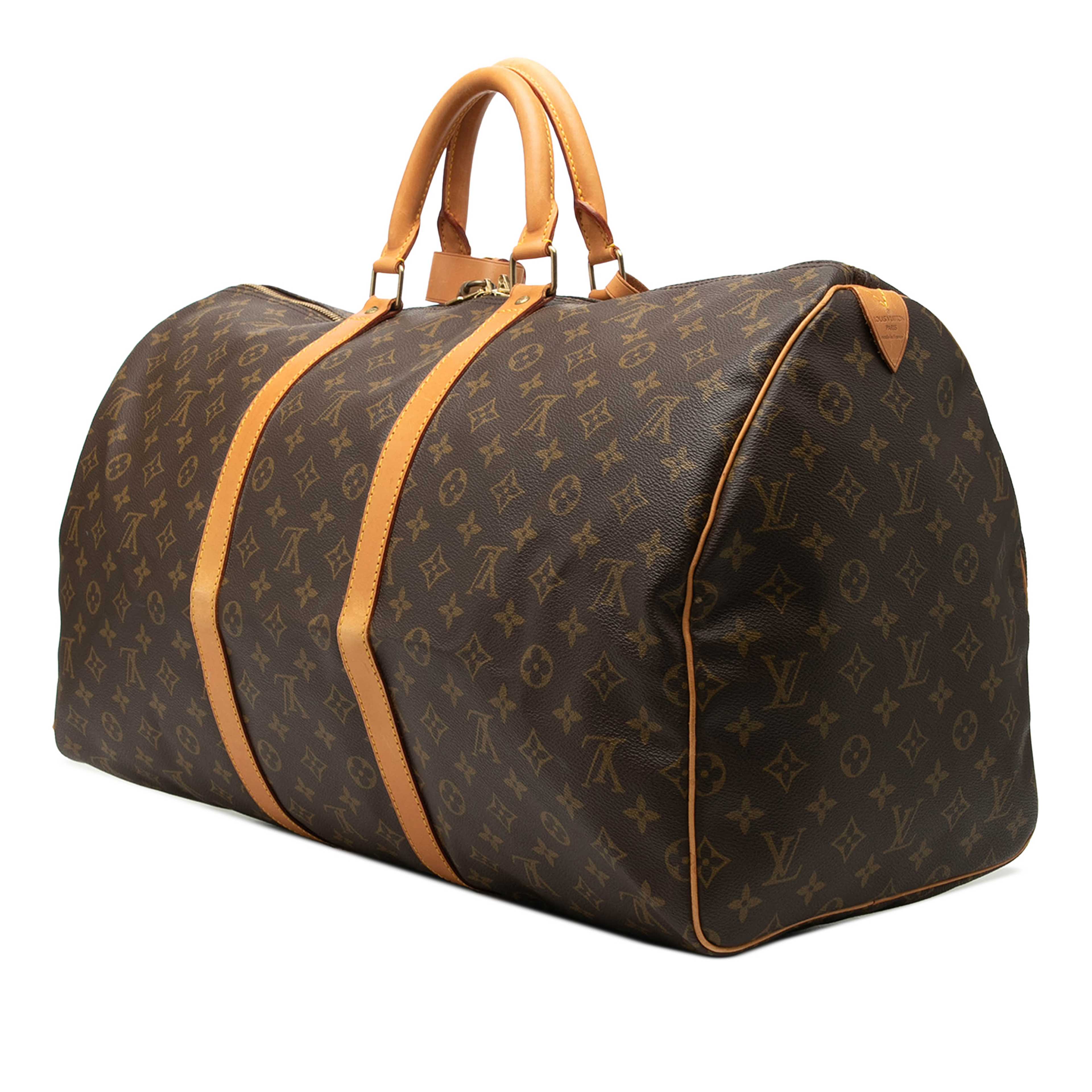 Louis Vuitton Monogram Keepall 55, från Luxclusif, i färgen brun. Klicka för att öppna bilden i stort format