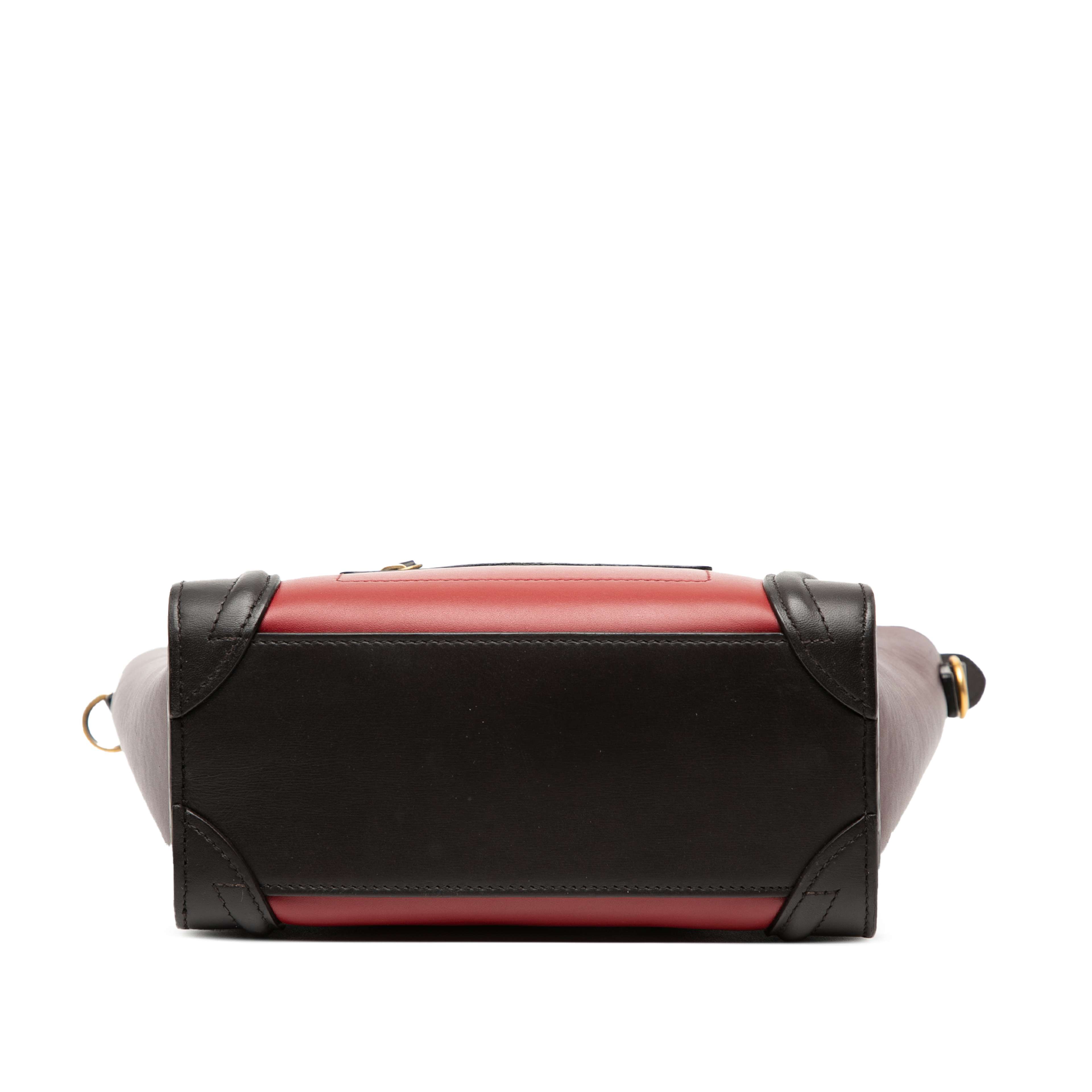 Celine Nano Tricolor Leather Luggage Tote, från Luxclusif, i färgen red. Klicka för att öppna bilden i stort format