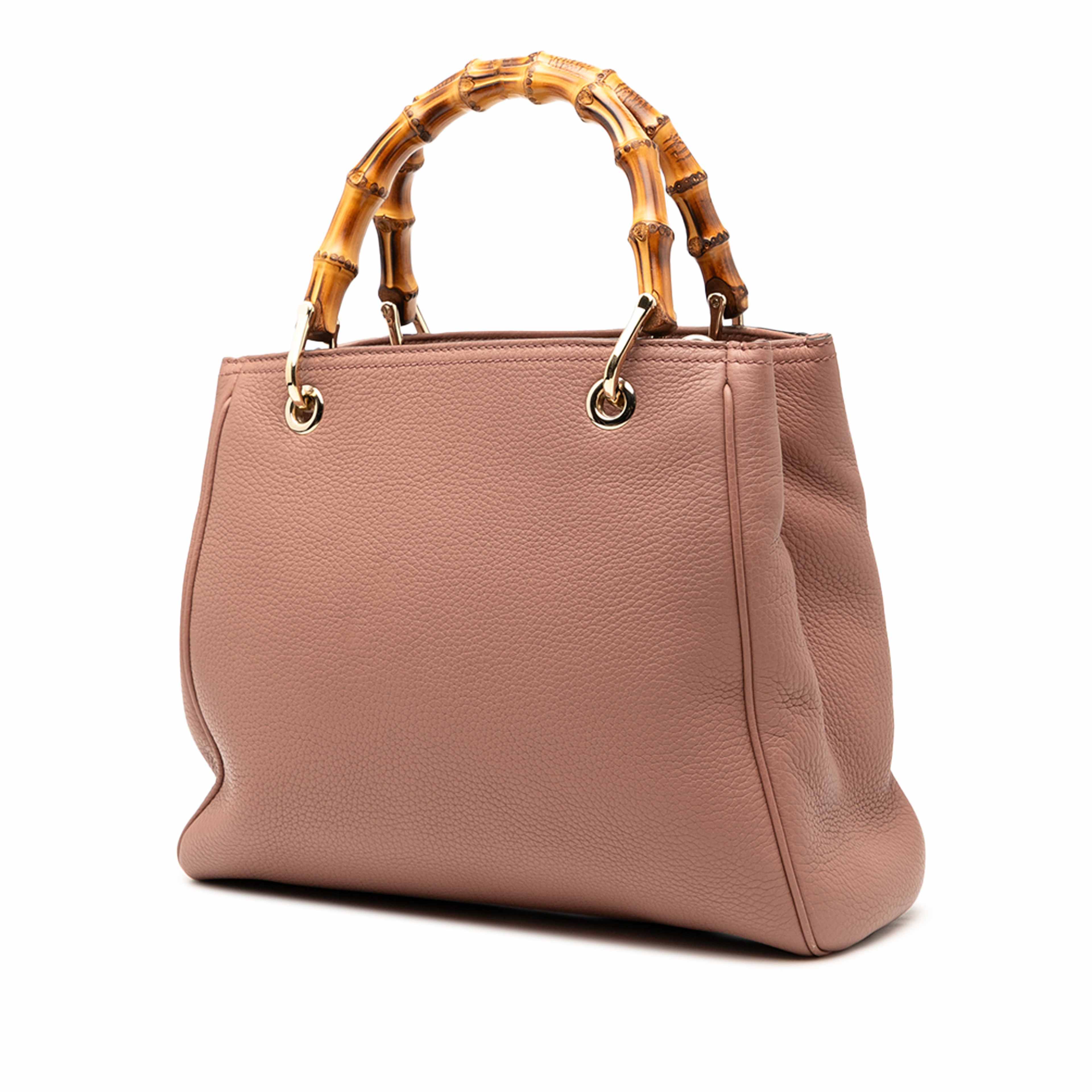 Gucci Small Calfskin Bamboo Shopper Satchel, från Luxclusif, i färgen pink. Klicka för att öppna bilden i stort format