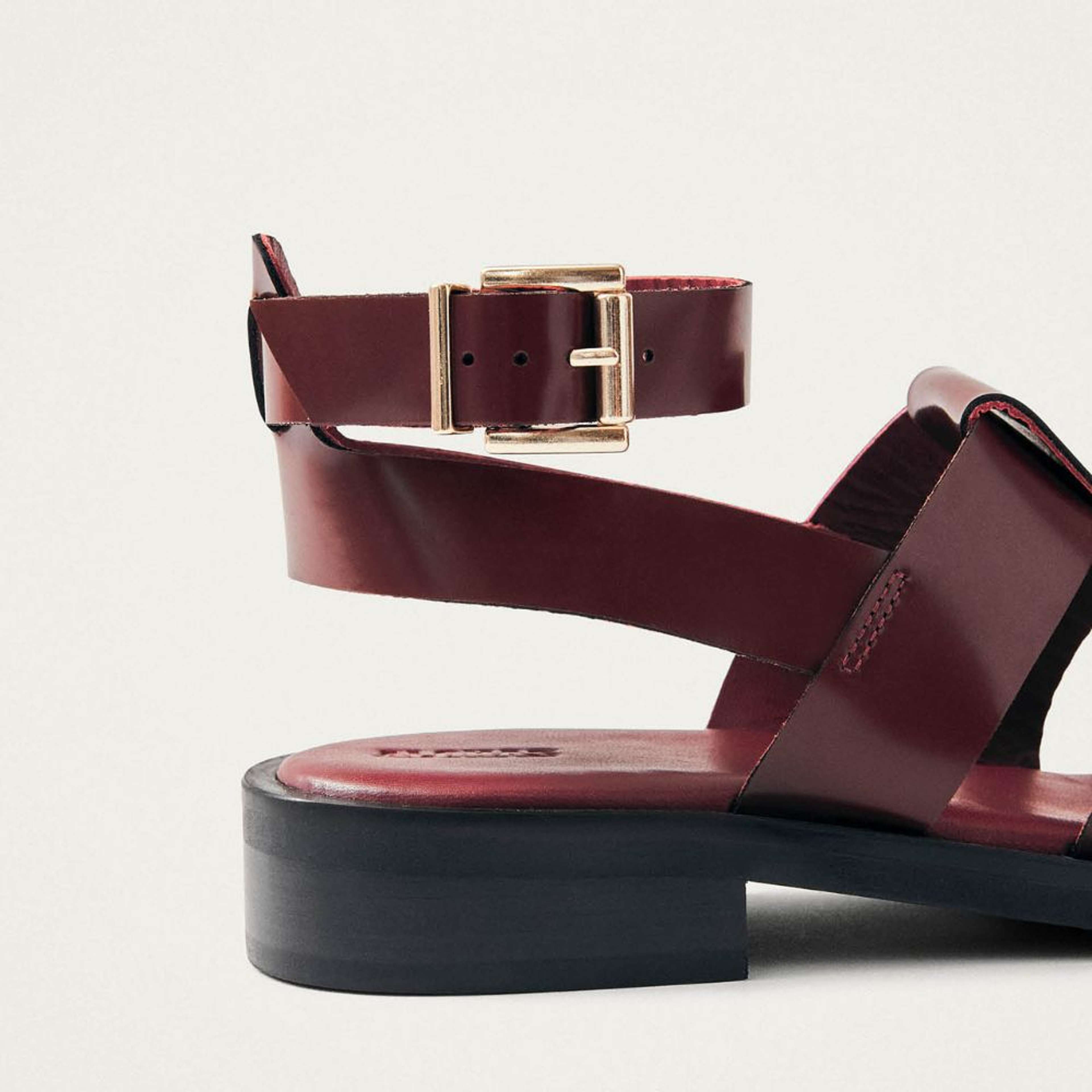 Perry Sleek Burgundy Leather Sandals