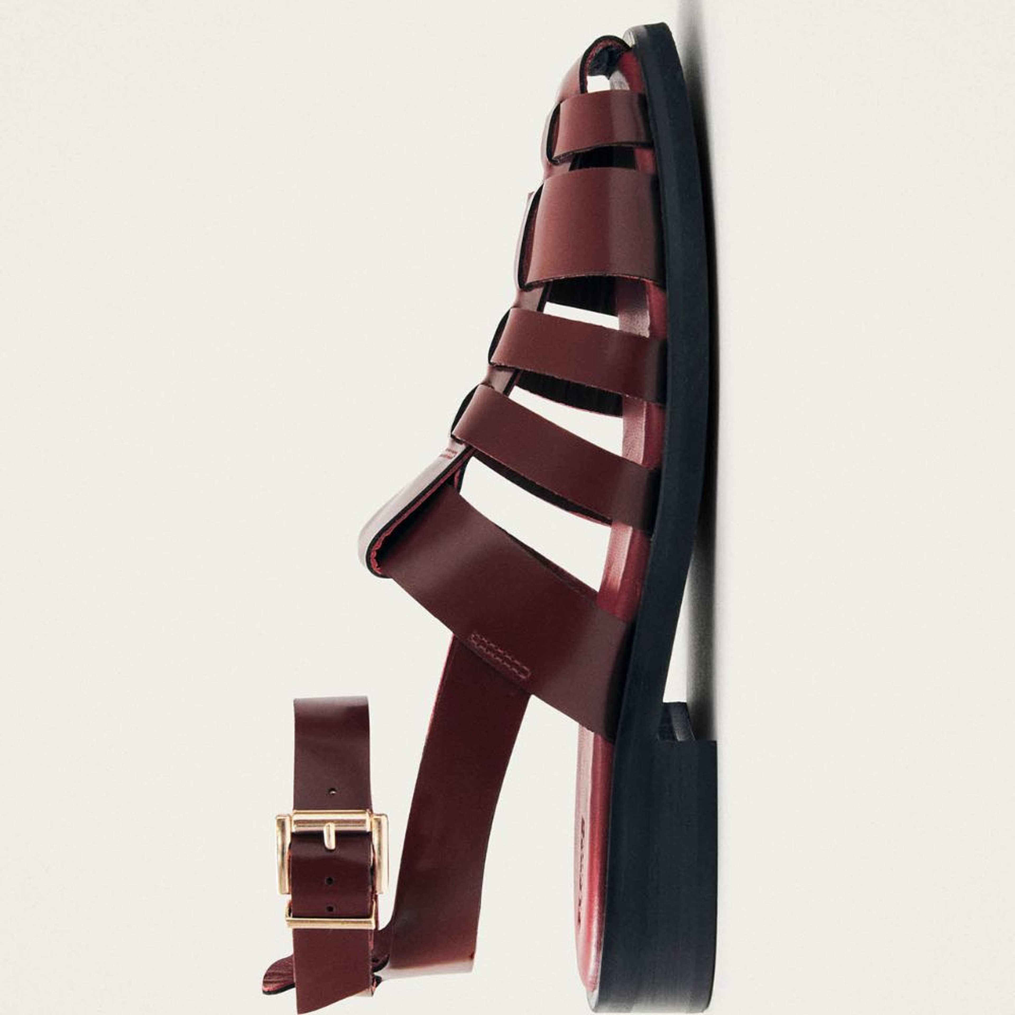 Perry Sleek Burgundy Leather Sandals