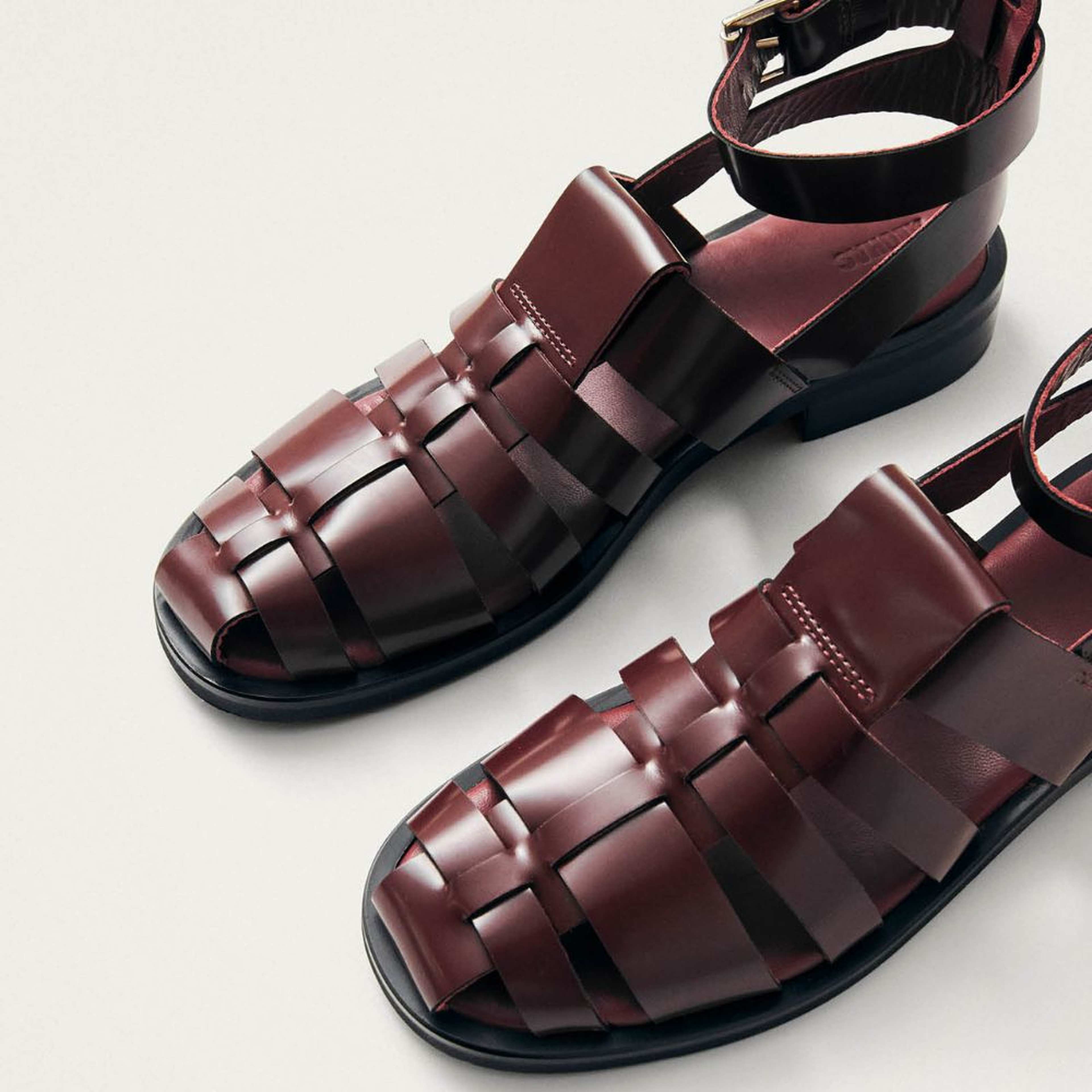 Perry Sleek Burgundy Leather Sandals