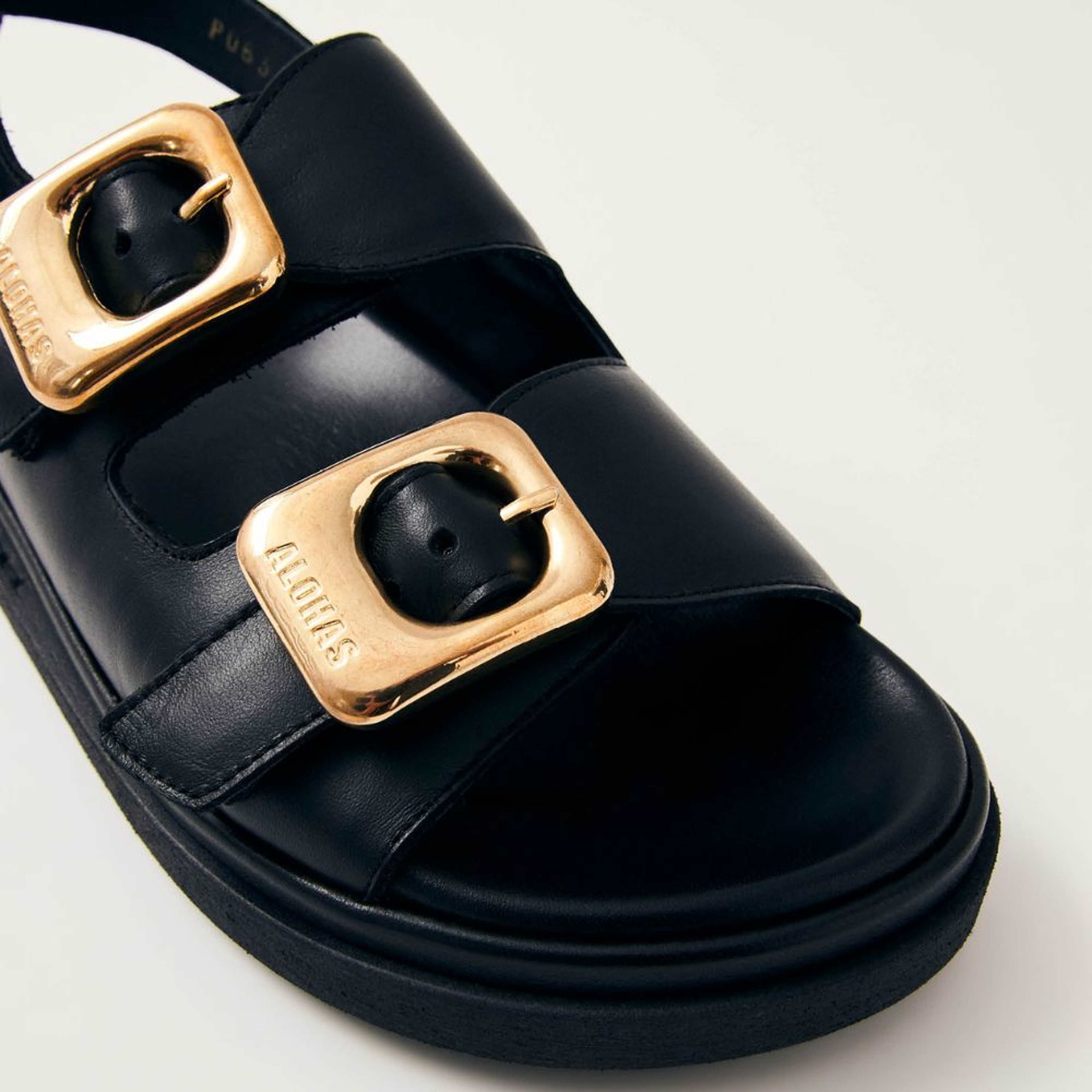 Daria Black Leather Sandals