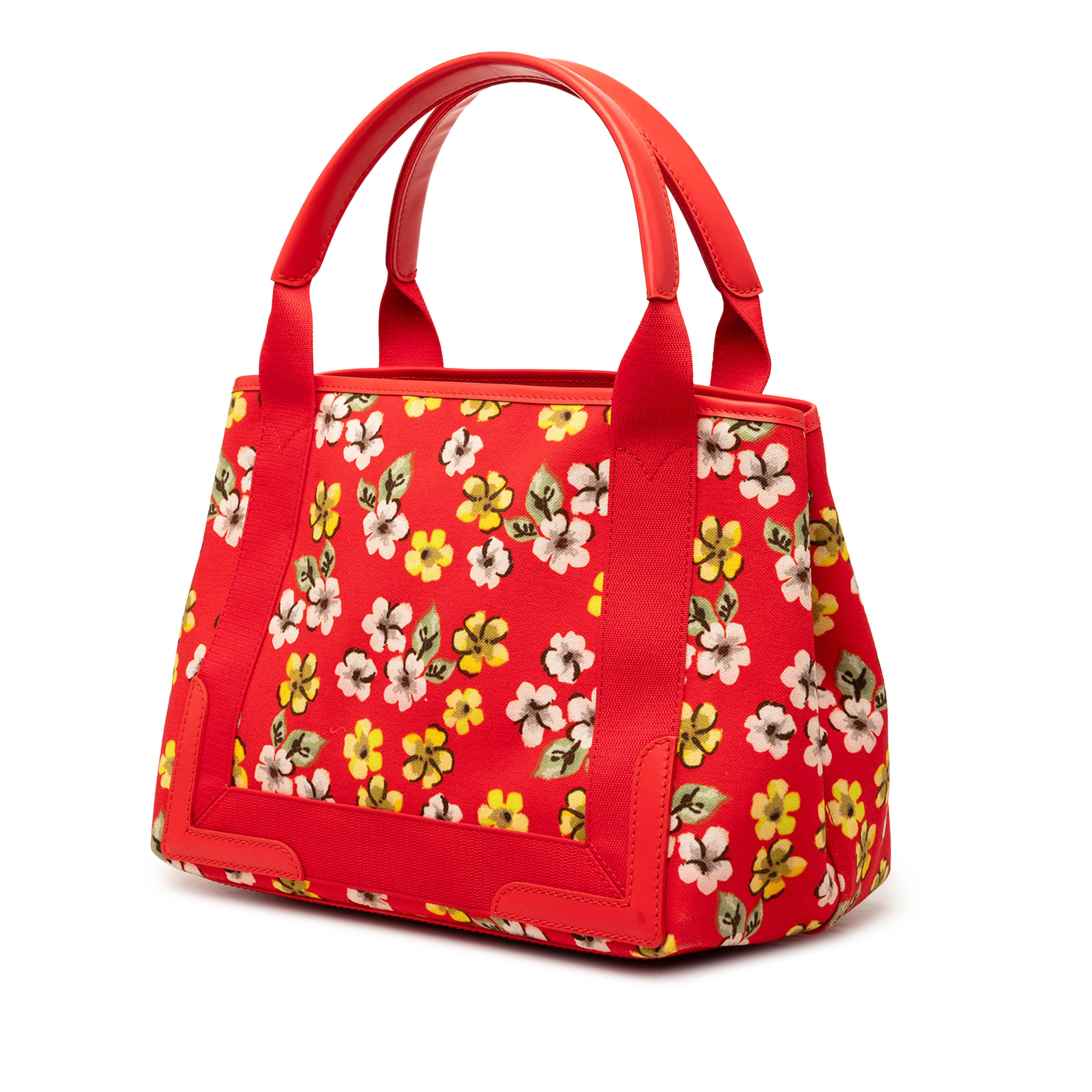 Balenciaga Canvas Floral Print Navy Cabas S, från Luxclusif, i färgen röd. Klicka för att öppna bilden i stort format