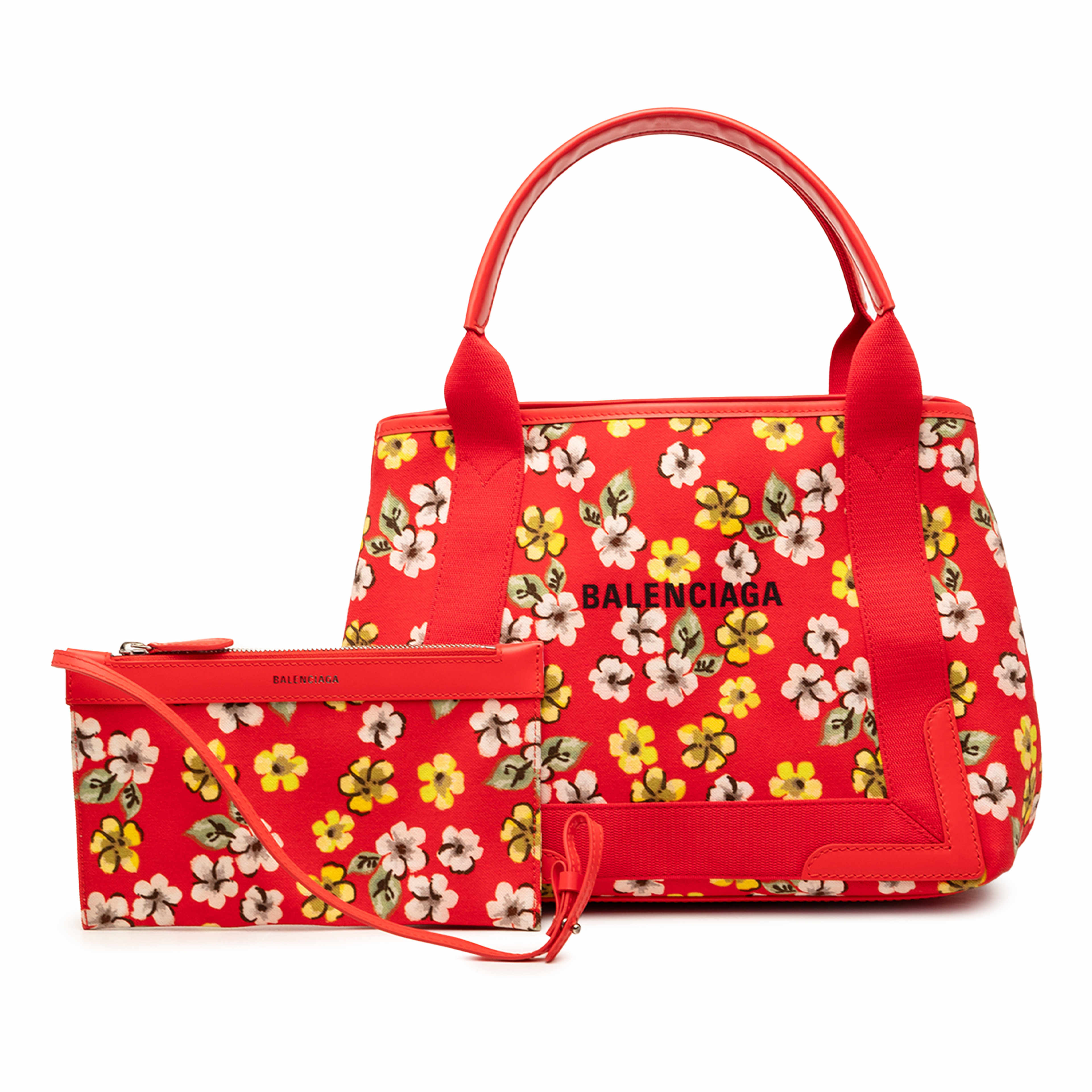 Balenciaga Canvas Floral Print Navy Cabas S, från Luxclusif, i färgen röd. Klicka för att öppna bilden i stort format