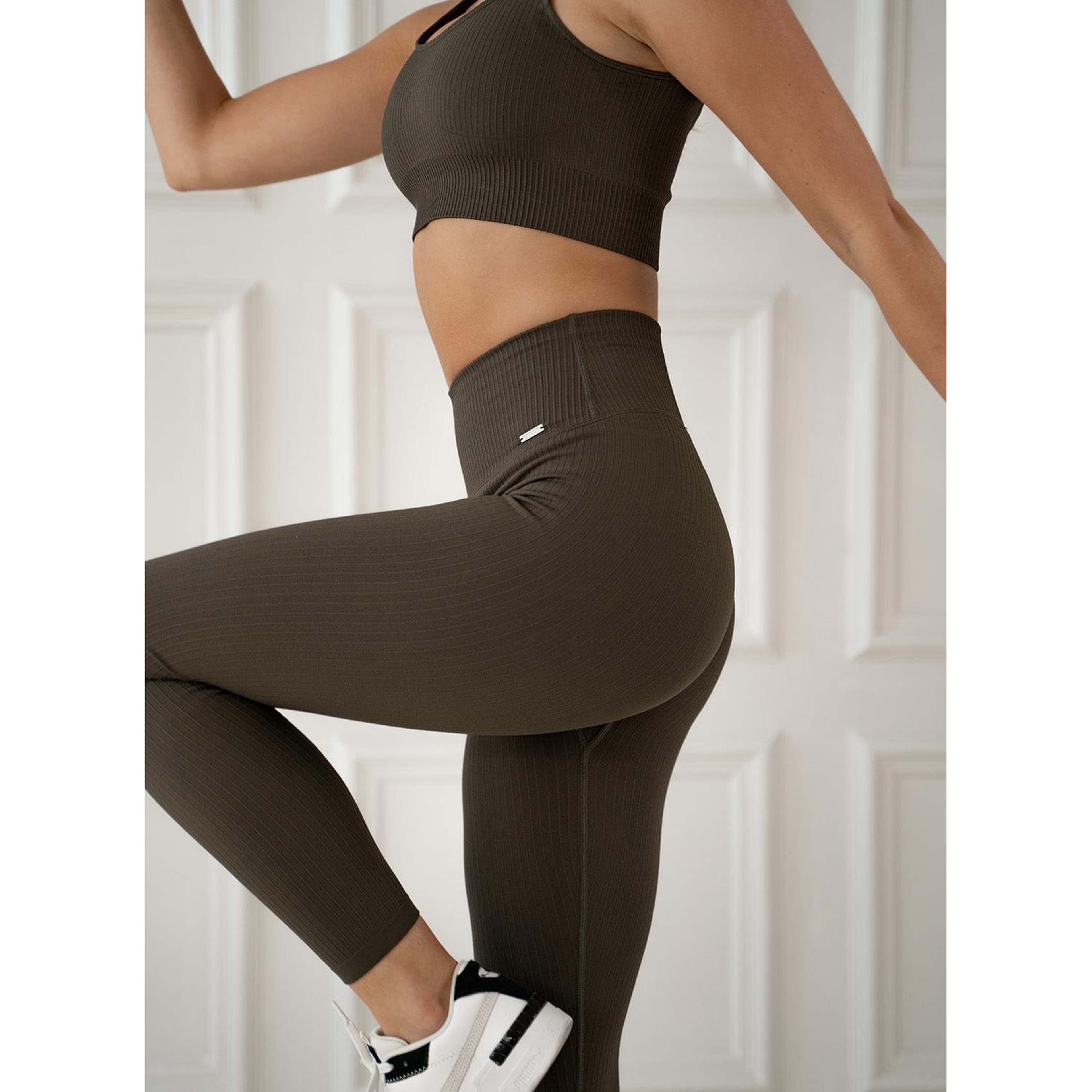 Khaki Ribbed Seamless Bra