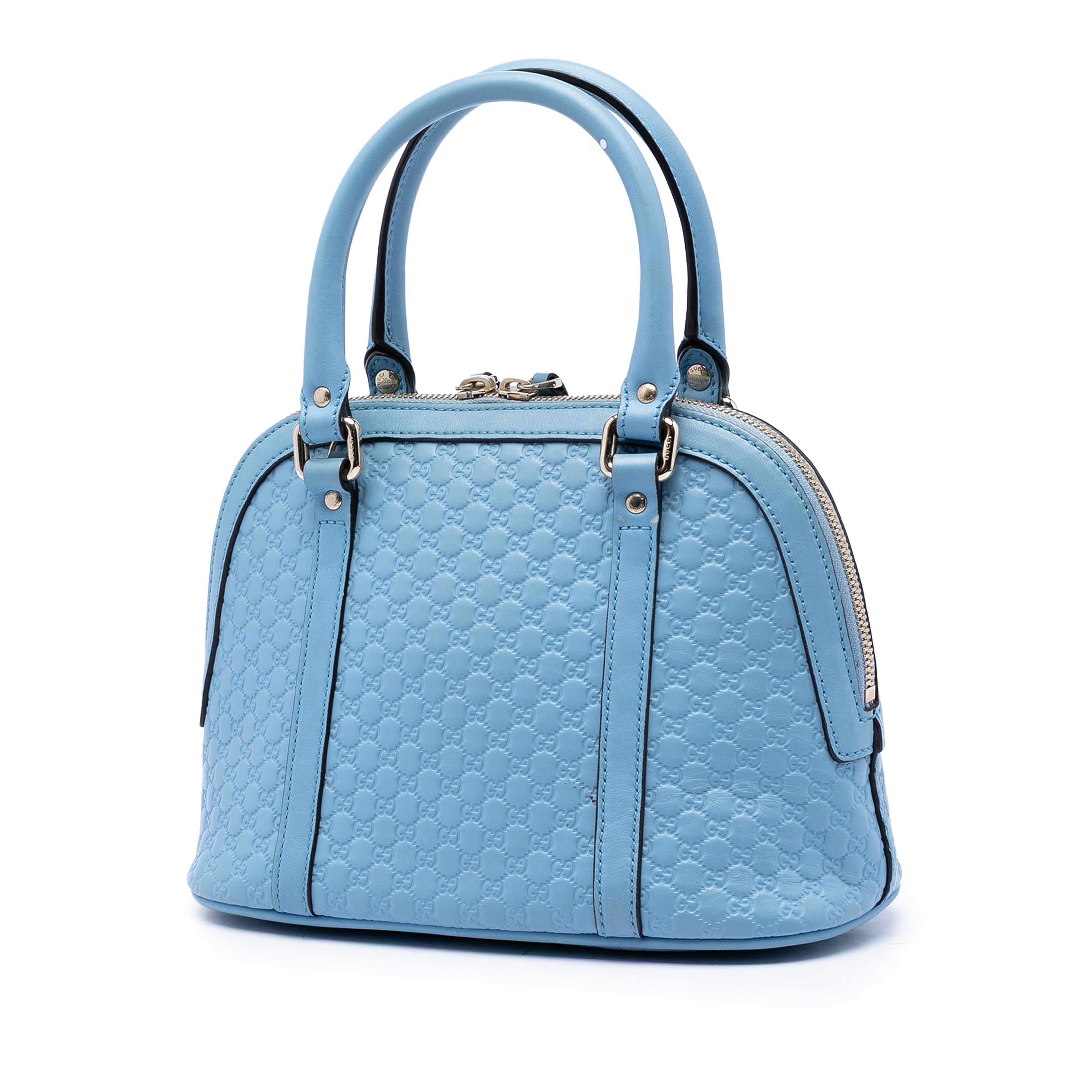 Gucci Mini Microguccissima Dome Satchel, från Luxclusif, i färgen blå. Klicka för att öppna bilden i stort format