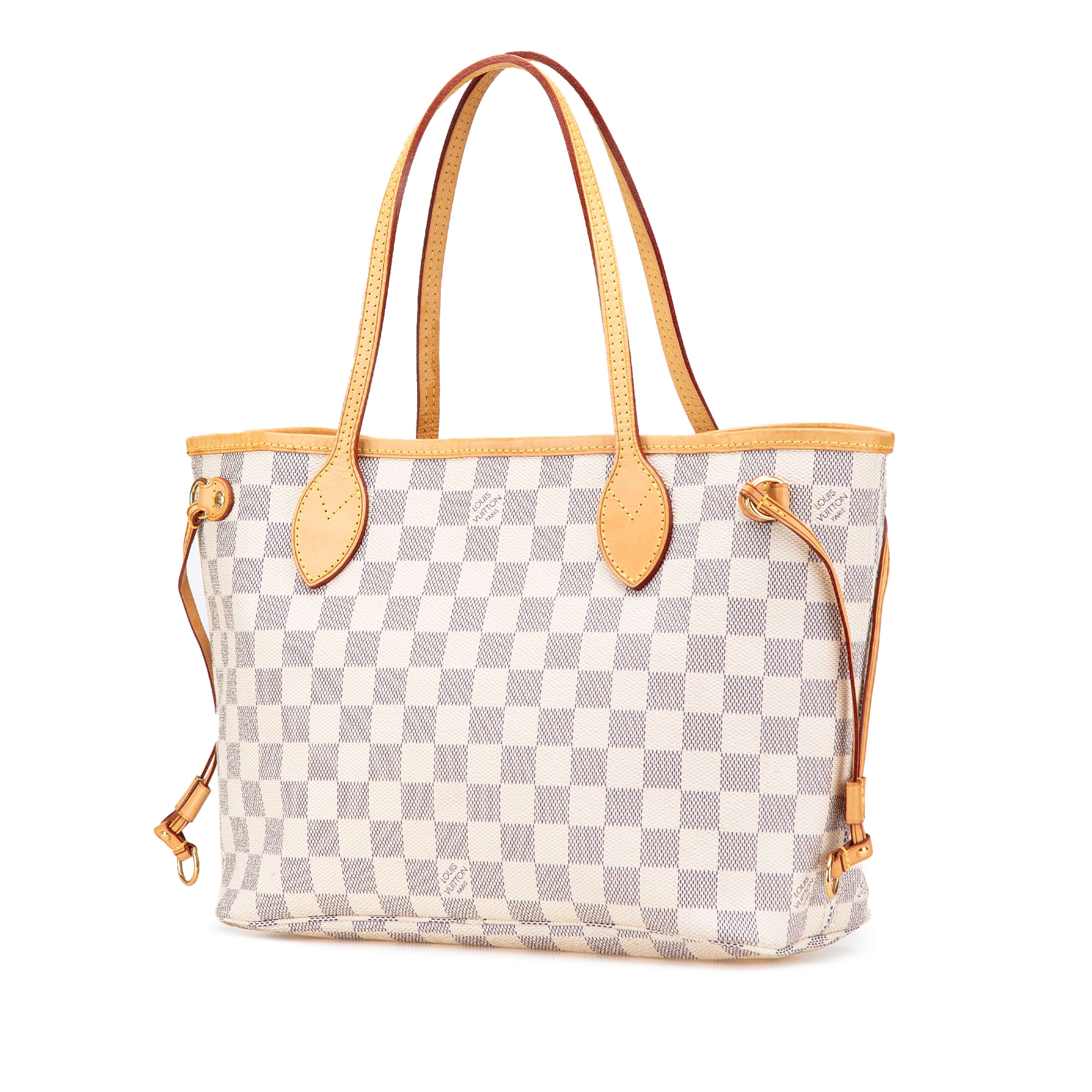 Louis Vuitton Damier Azur Neverfull Pm, från Luxclusif, i färgen white. Klicka för att öppna bilden i stort format