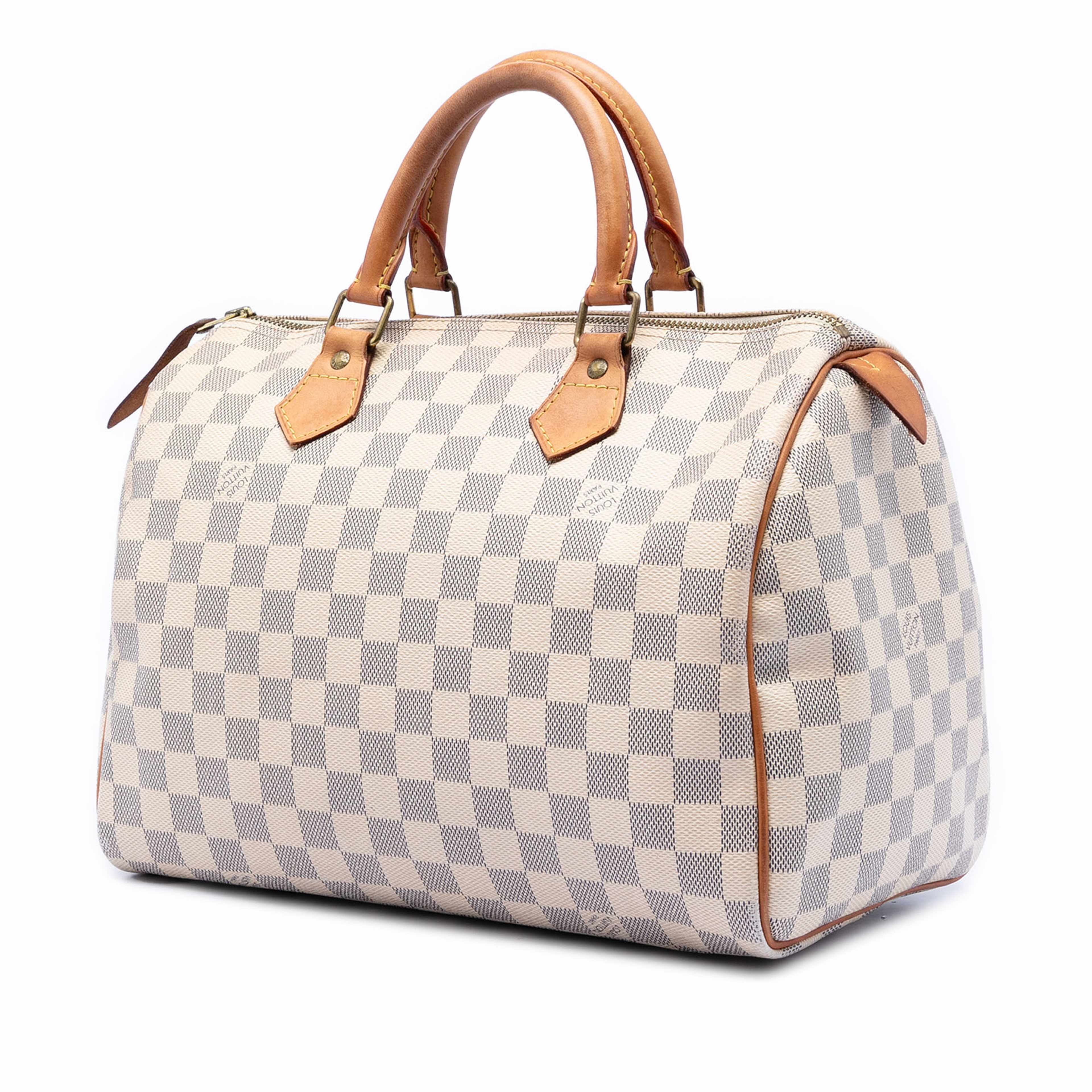 Louis Vuitton Damier Azur Speedy 30, från Luxclusif, i färgen white. Klicka för att öppna bilden i stort format