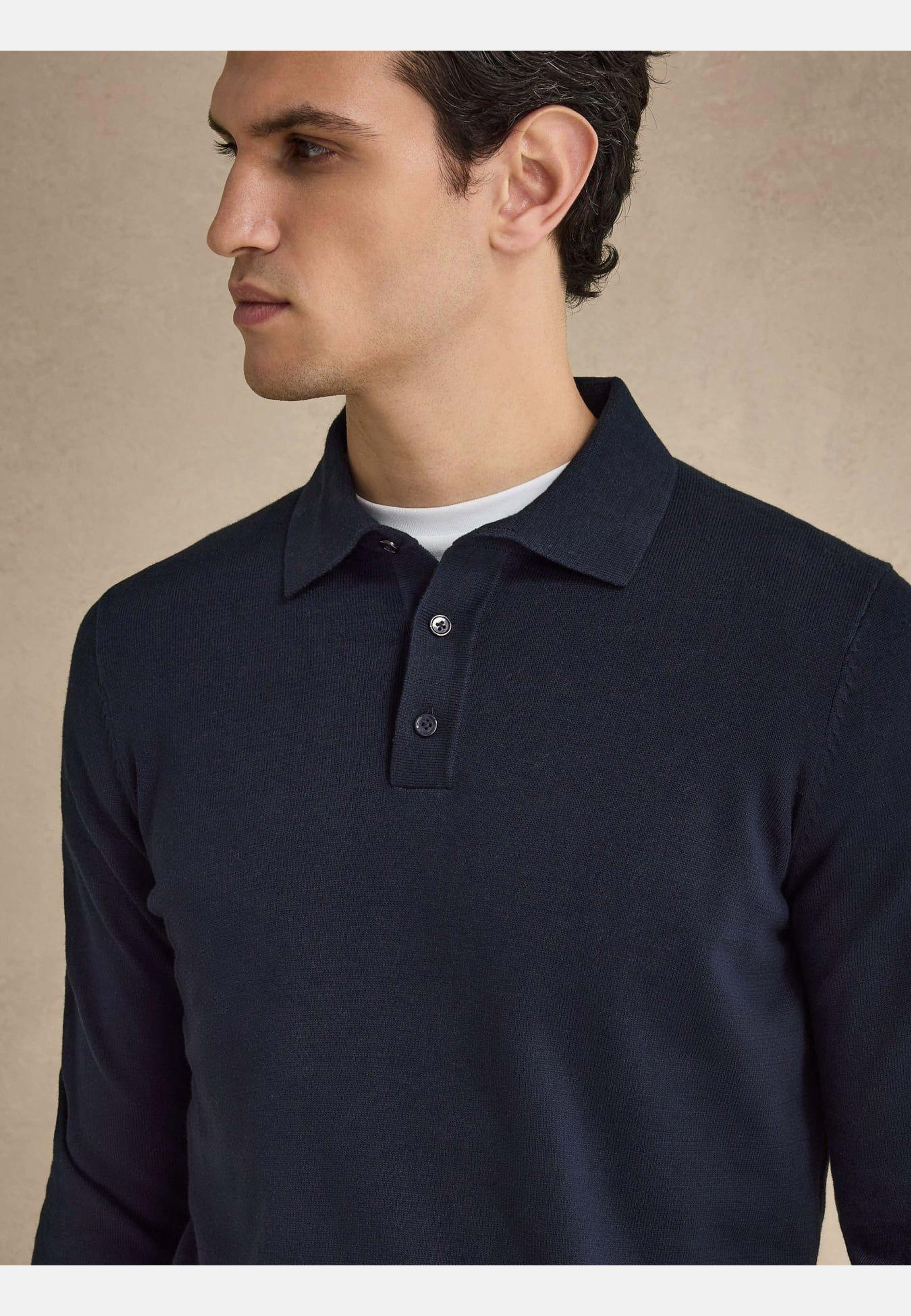 Cotton Buttoned Polo Shirt (jordan), från John Henric, i färgen navy blue. Klicka för att öppna bilden i stort format