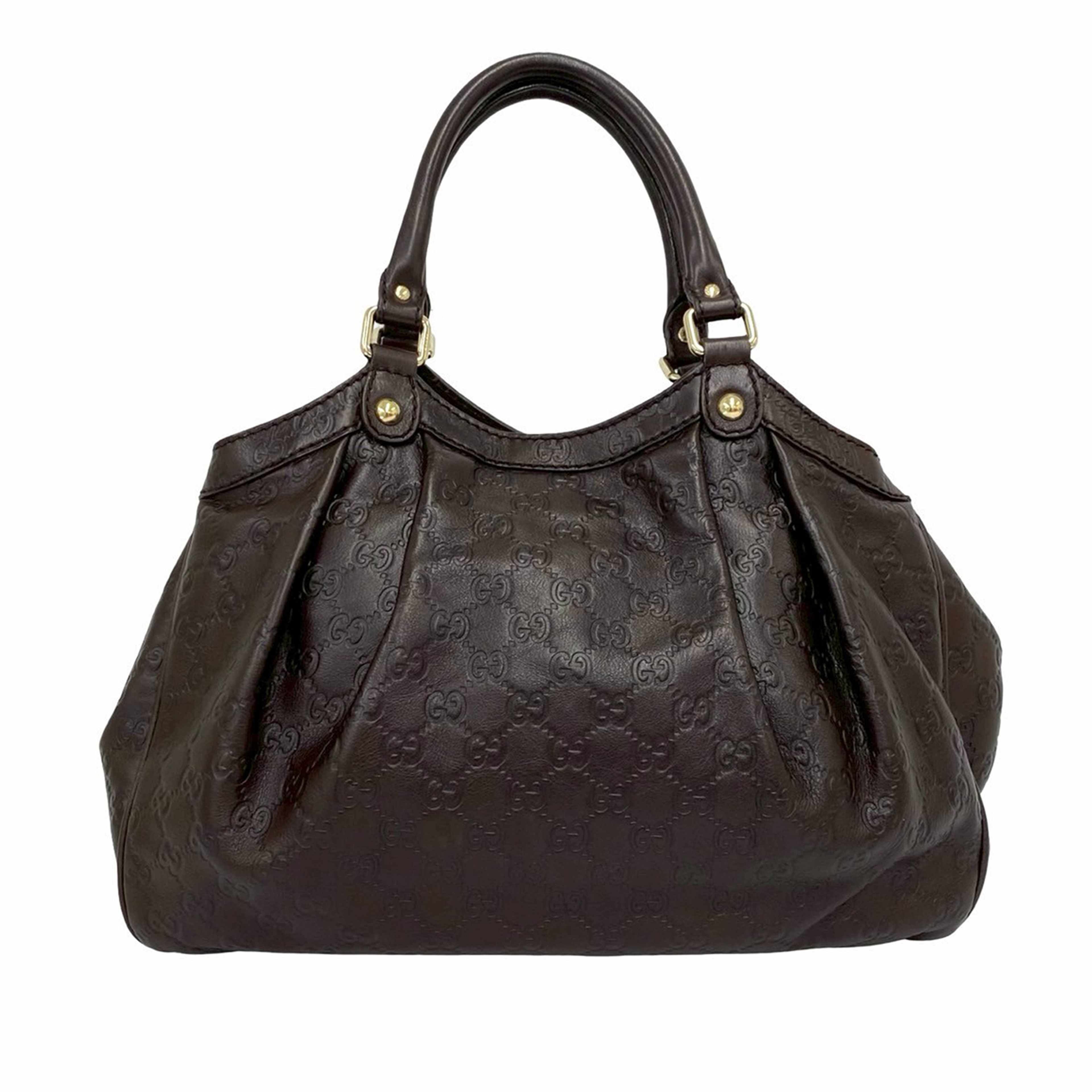 Gucci Medium Guccissima Sukey Tote, från Luxclusif, i färgen dark brown. Klicka för att öppna bilden i stort format