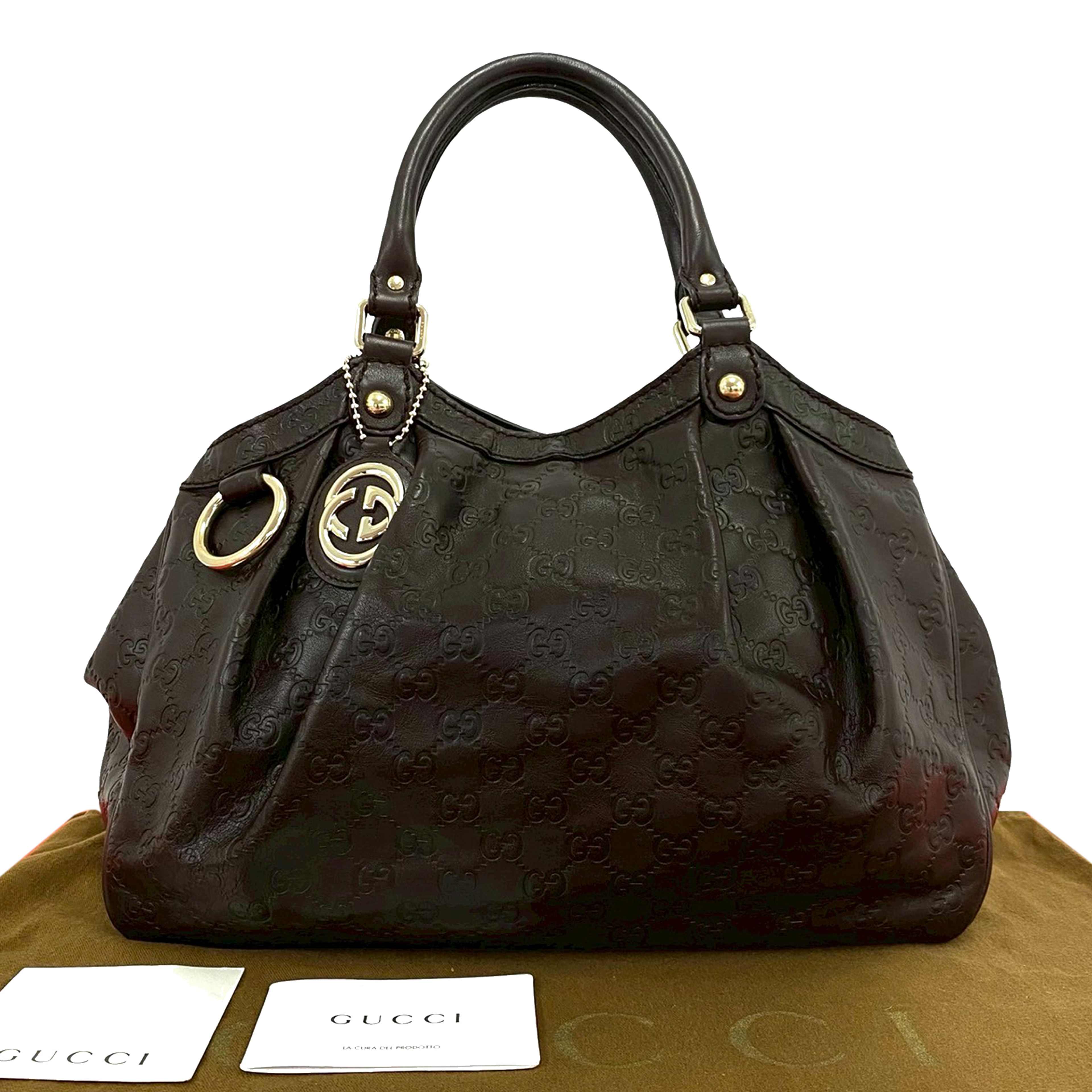 Gucci Medium Guccissima Sukey Tote, från Luxclusif, i färgen brun. Klicka för att öppna bilden i stort format