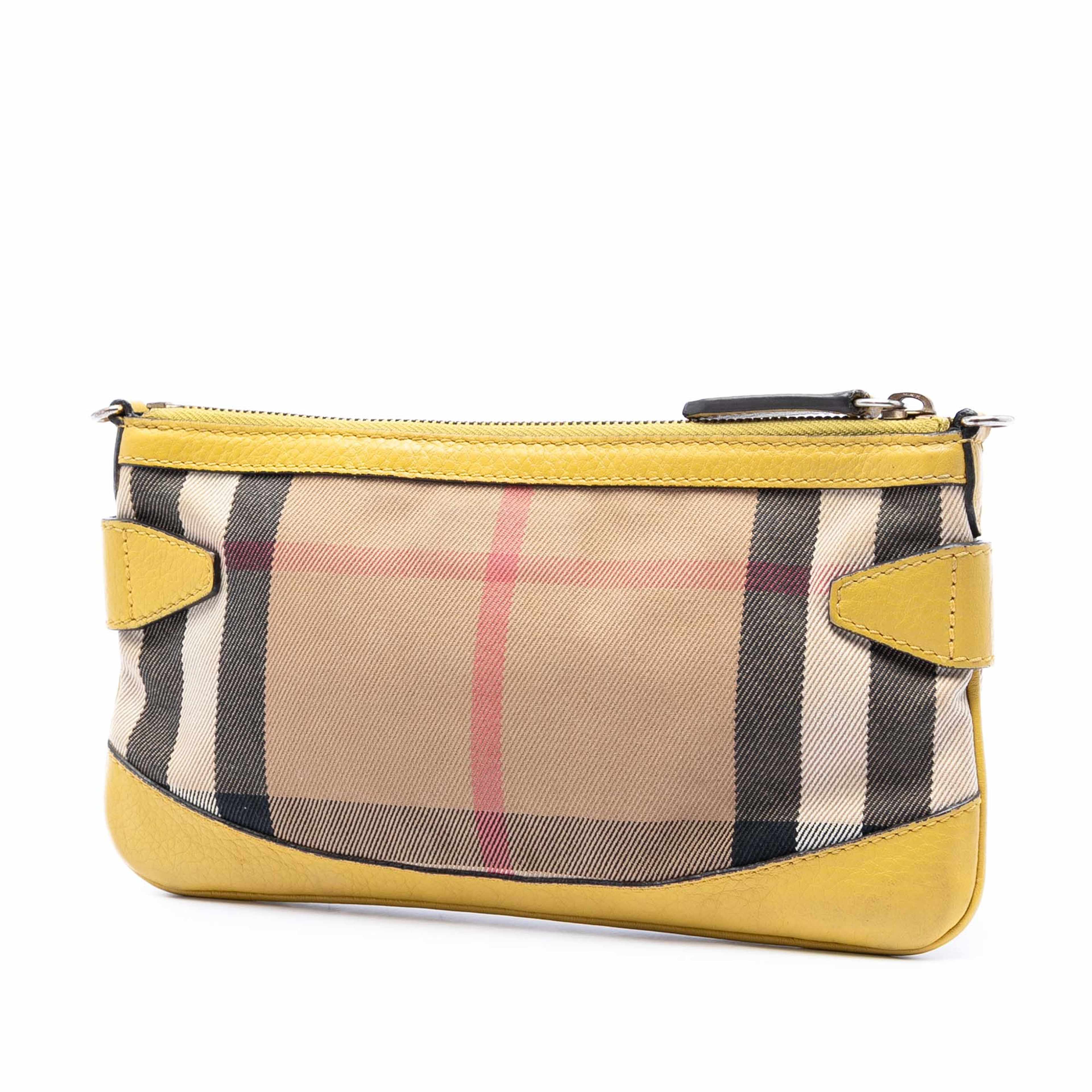 Burberry House Check Canvas Bridle Langford Crossbody, från Luxclusif, i färgen gul. Klicka för att öppna bilden i stort format