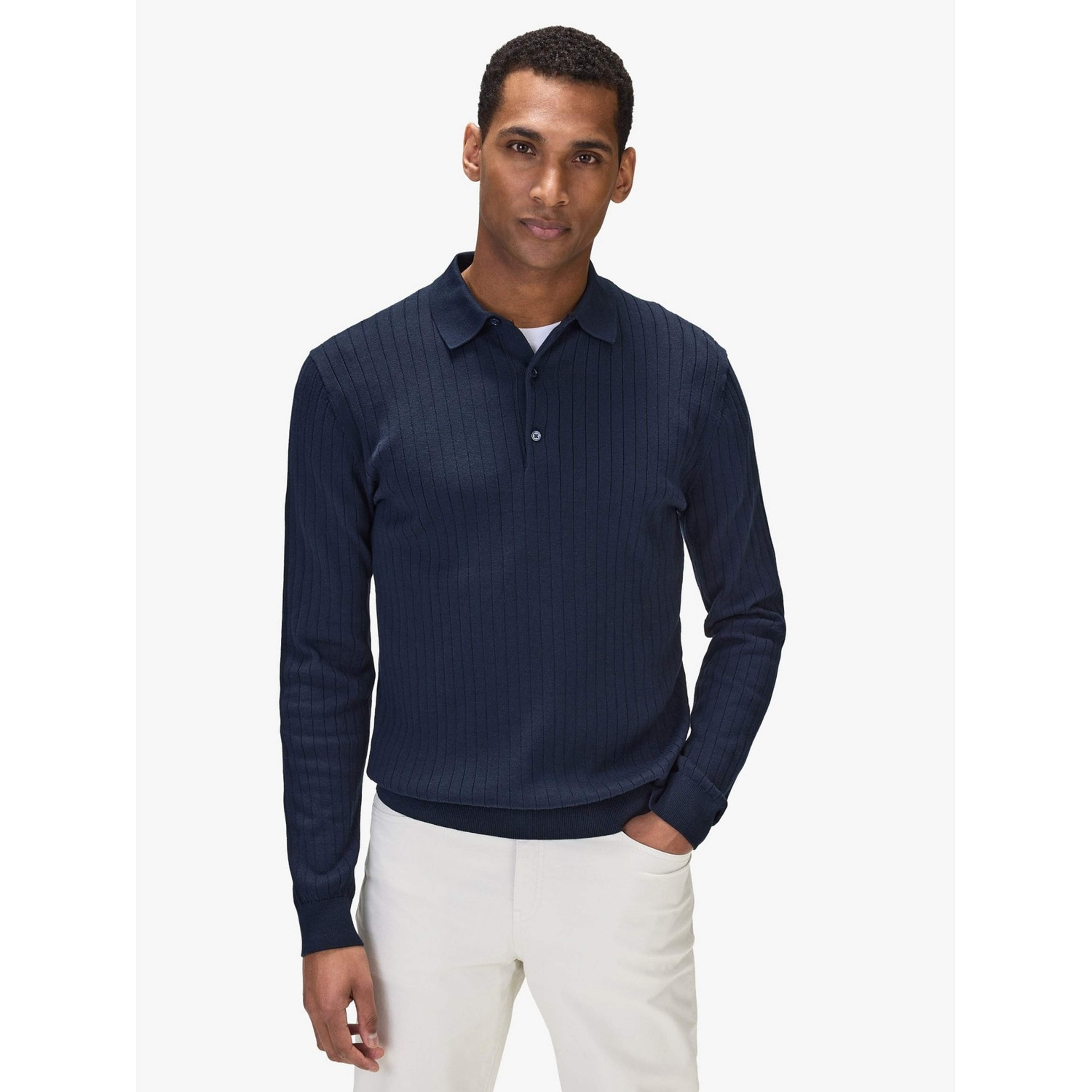 Cotton Rib Knitted Ls Polo Sweater (filippo)