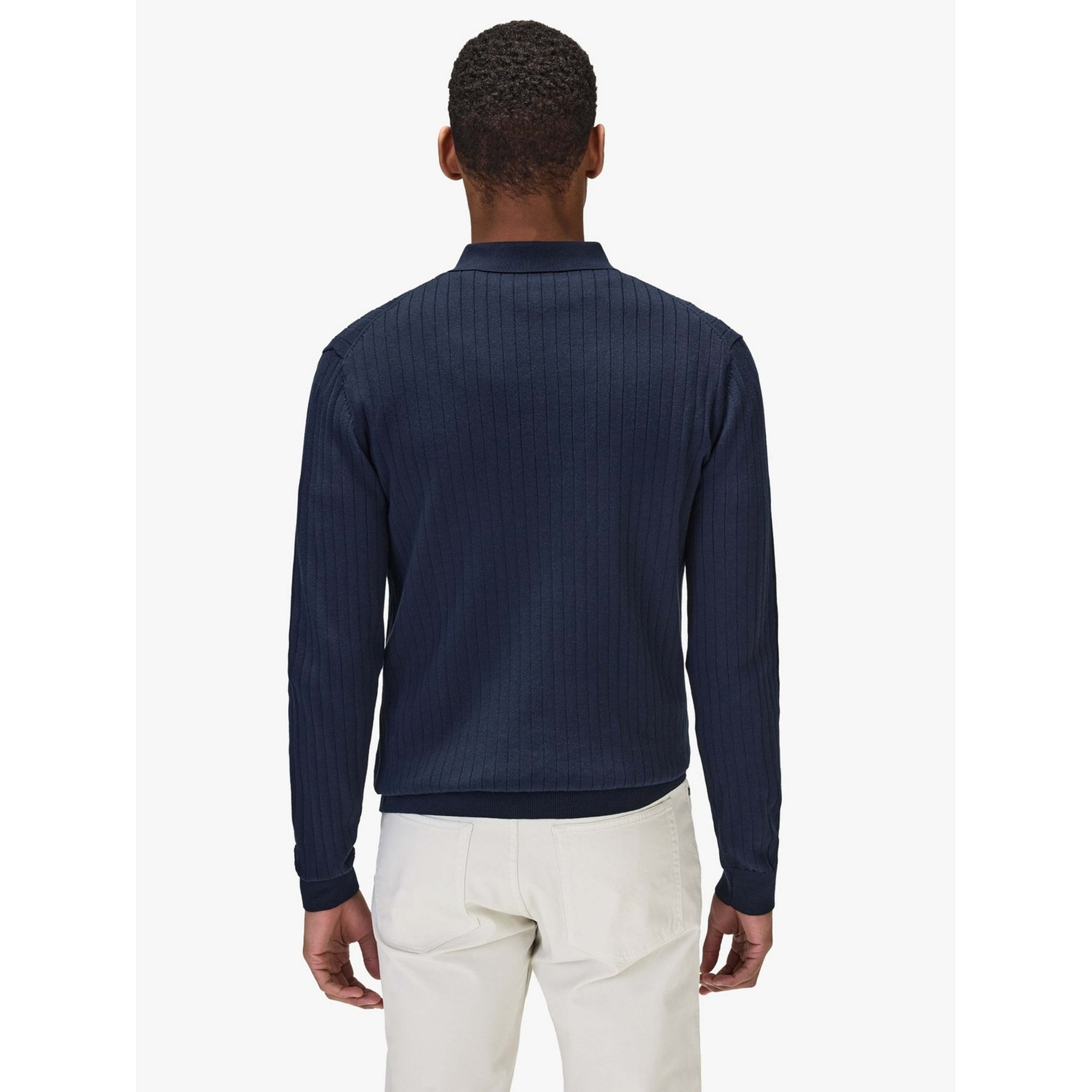 Cotton Rib Knitted Ls Polo Sweater (filippo)
