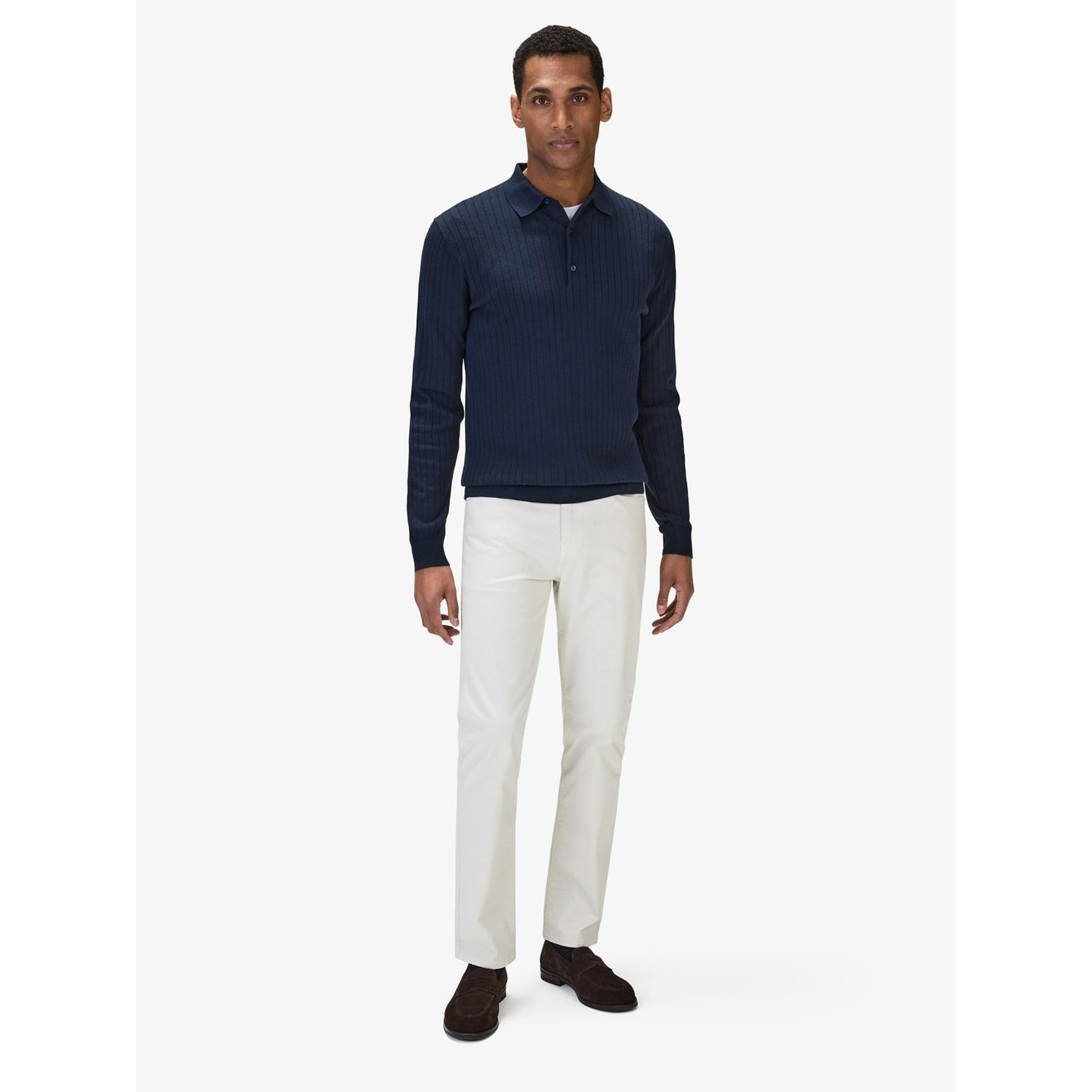 Cotton Rib Knitted Ls Polo Sweater (filippo)