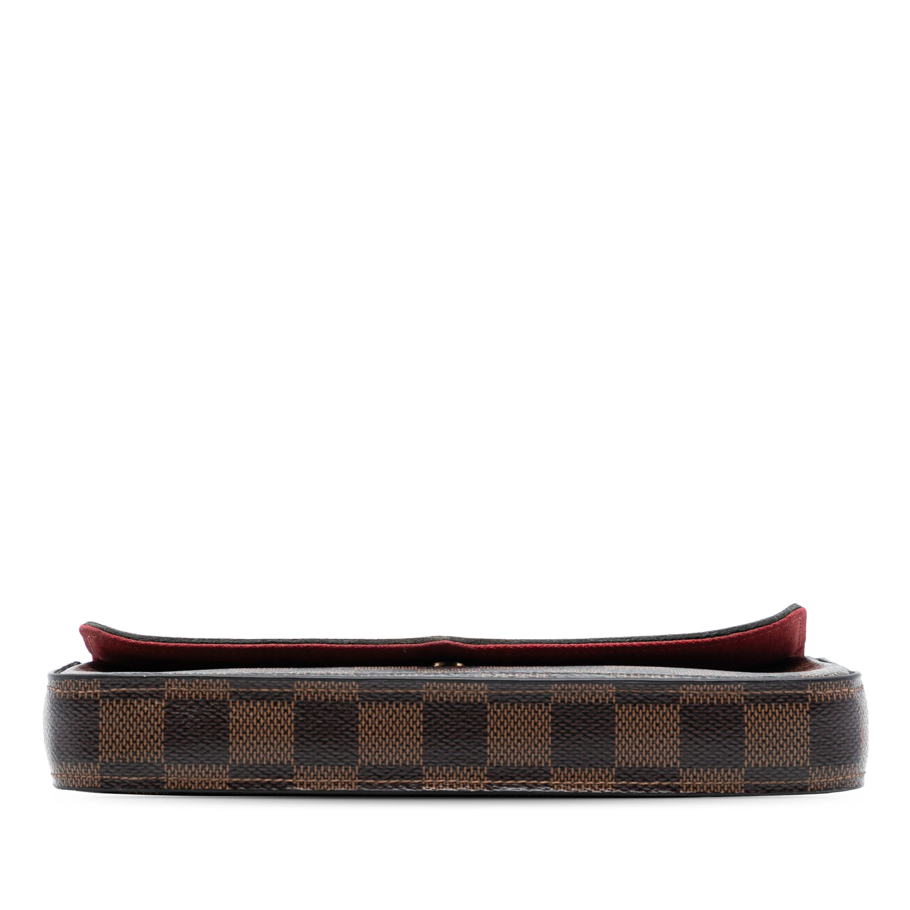 Louis Vuitton Damier Ebene Pochette Felicie, från Luxclusif, i färgen brown. Klicka för att öppna bilden i stort format