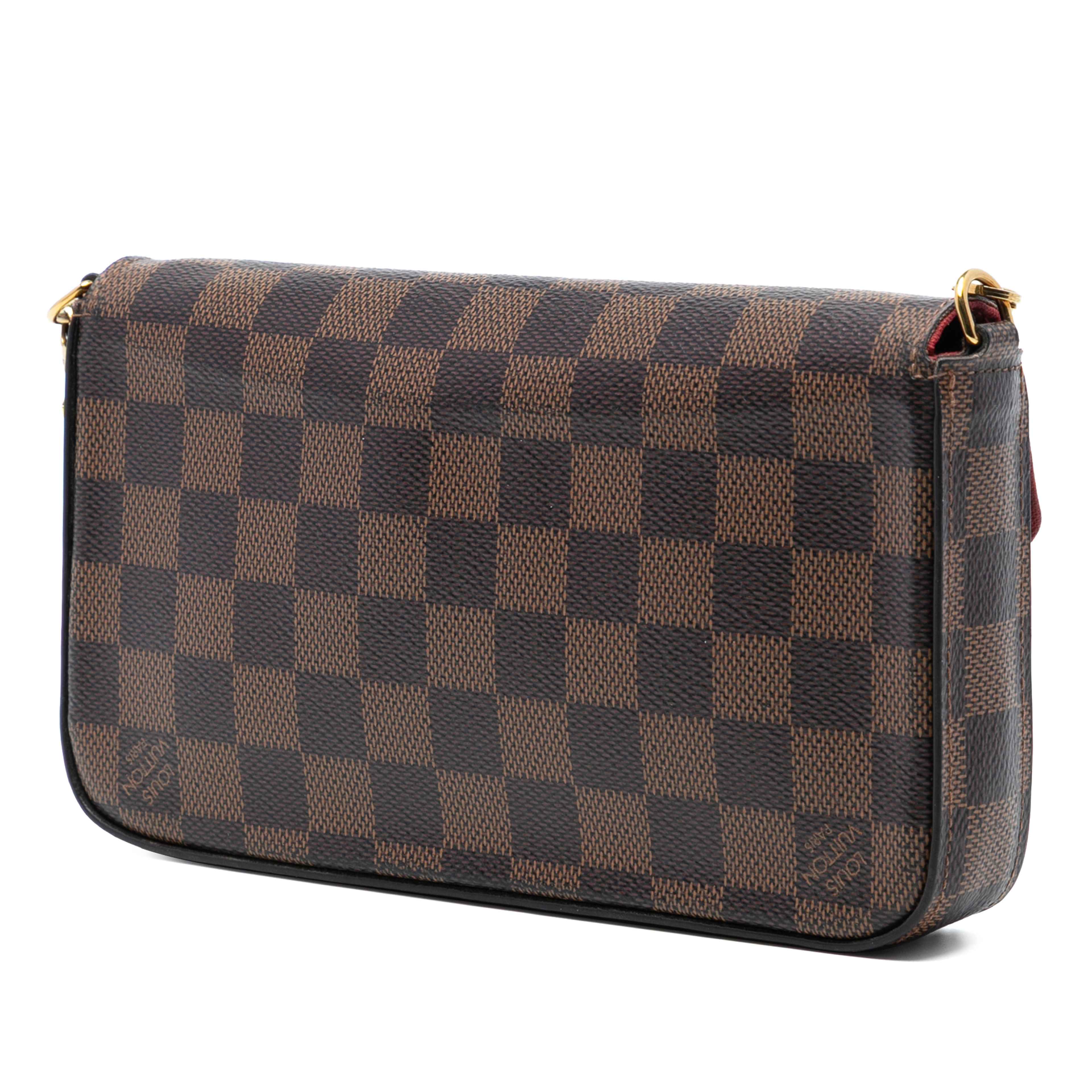 Louis Vuitton Damier Ebene Pochette Felicie, från Luxclusif, i färgen brown. Klicka för att öppna bilden i stort format
