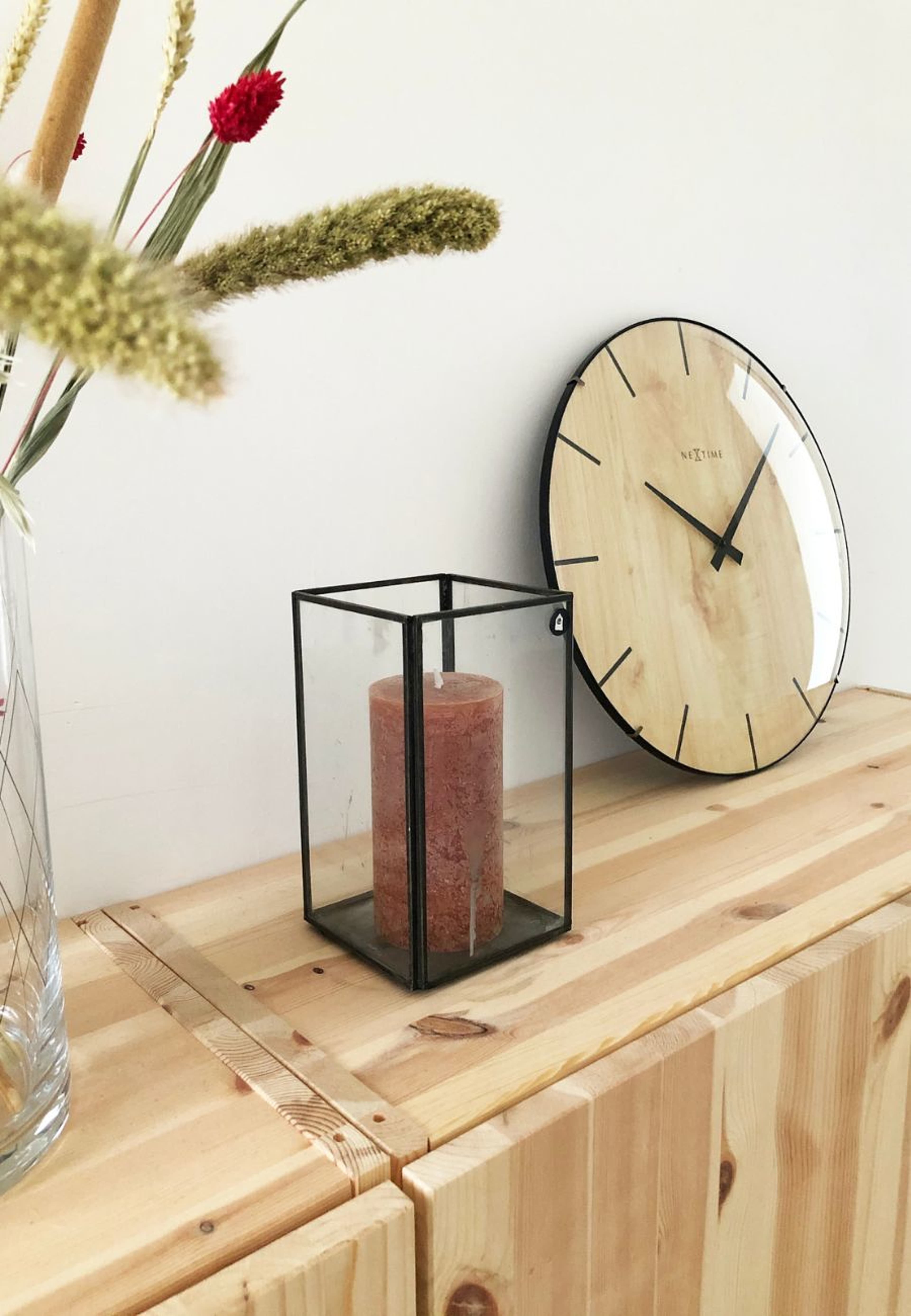 Väggklocka Edge Wood Dome ø35cm