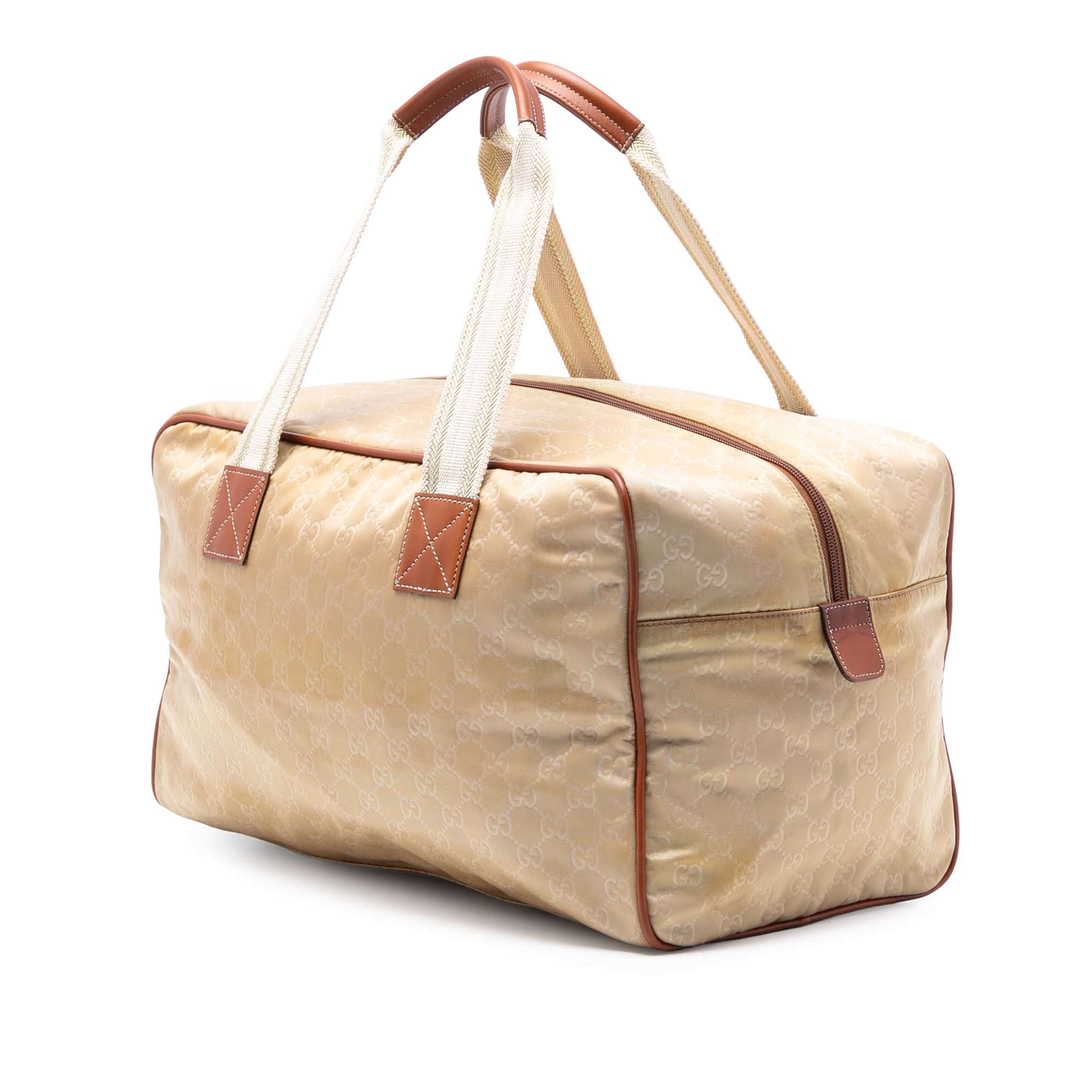 Gucci Gg Nylon Web Travel Bag, från Luxclusif, i färgen brown. Klicka för att öppna bilden i stort format