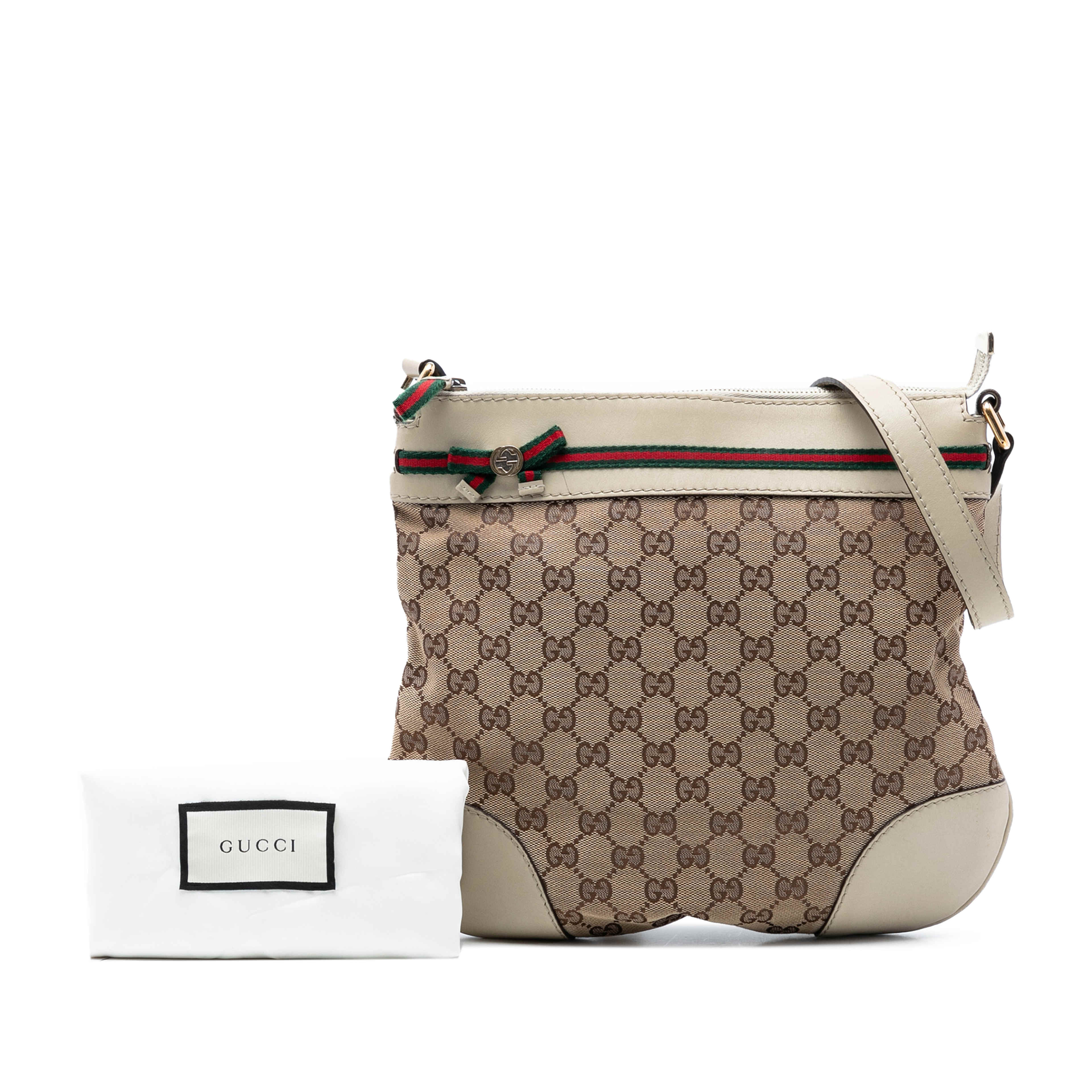 Gucci Gg Canvas Web Mayfair Crossbody, från Luxclusif, i färgen vit. Klicka för att öppna bilden i stort format