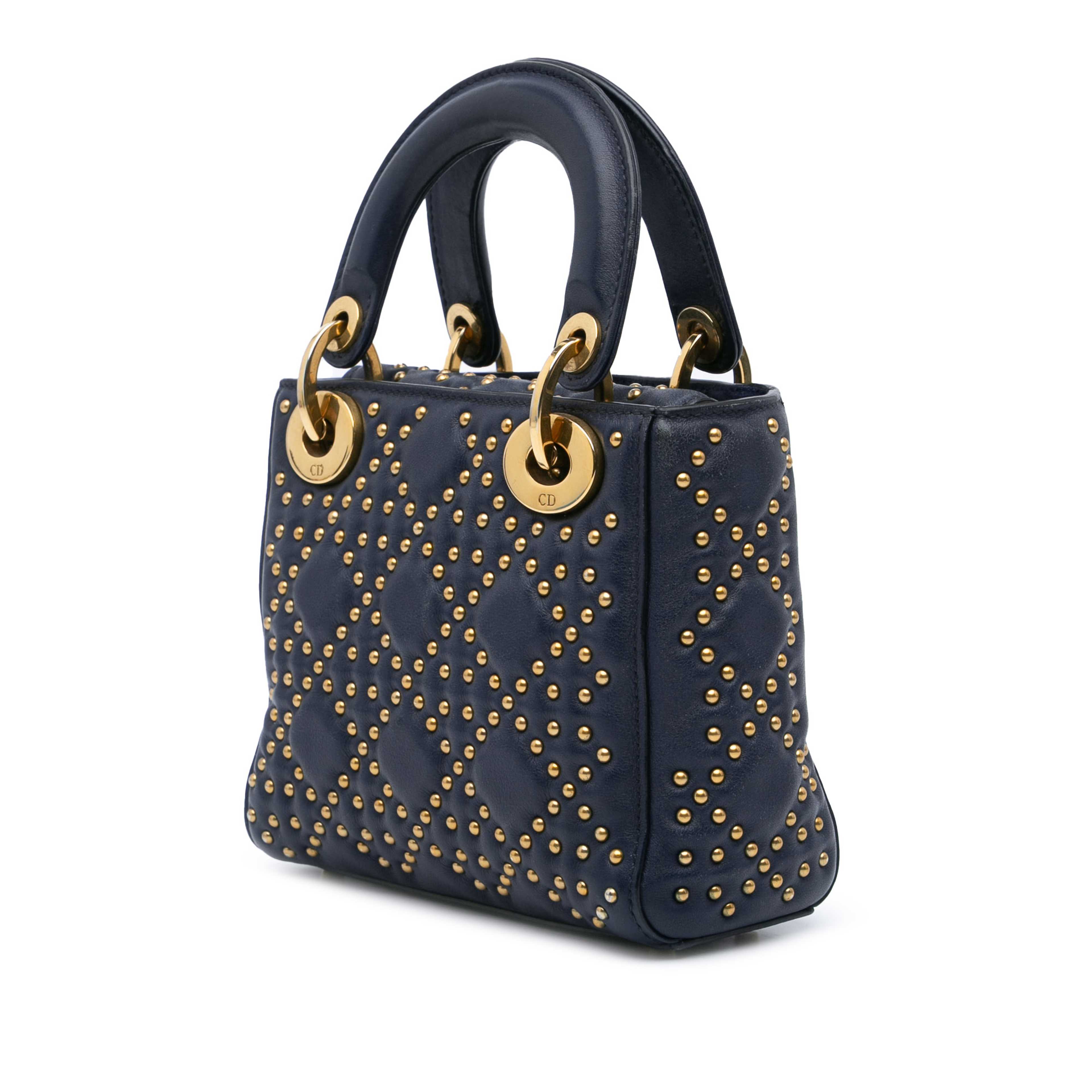 Dior Mini Lambskin Cannage Studded Supple Lady Dior