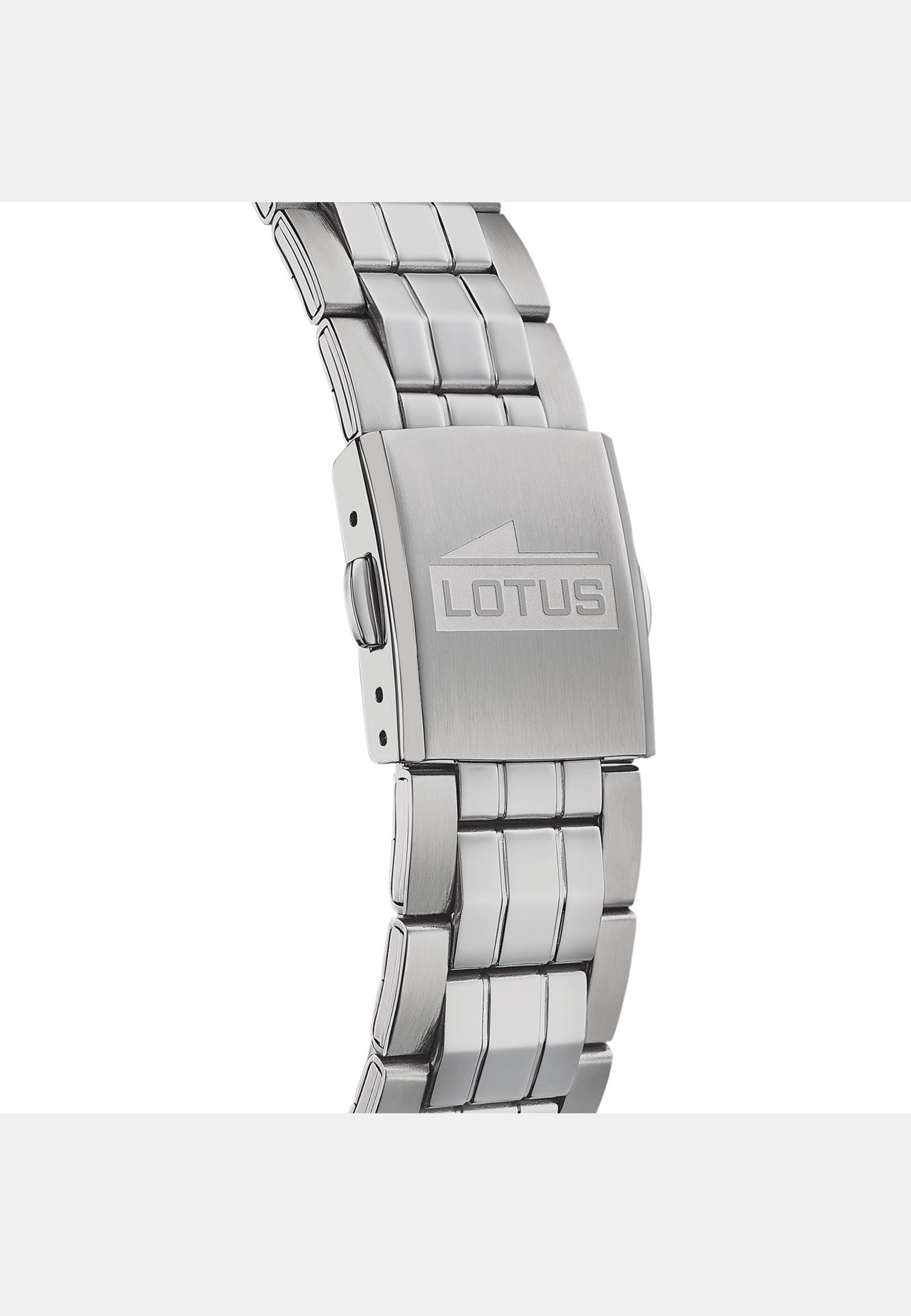 Lotus Herrklocka - Dag/datum, Stål/blå, 42mm, från Lotus, i färgen silver. Klicka för att öppna bilden i stort format